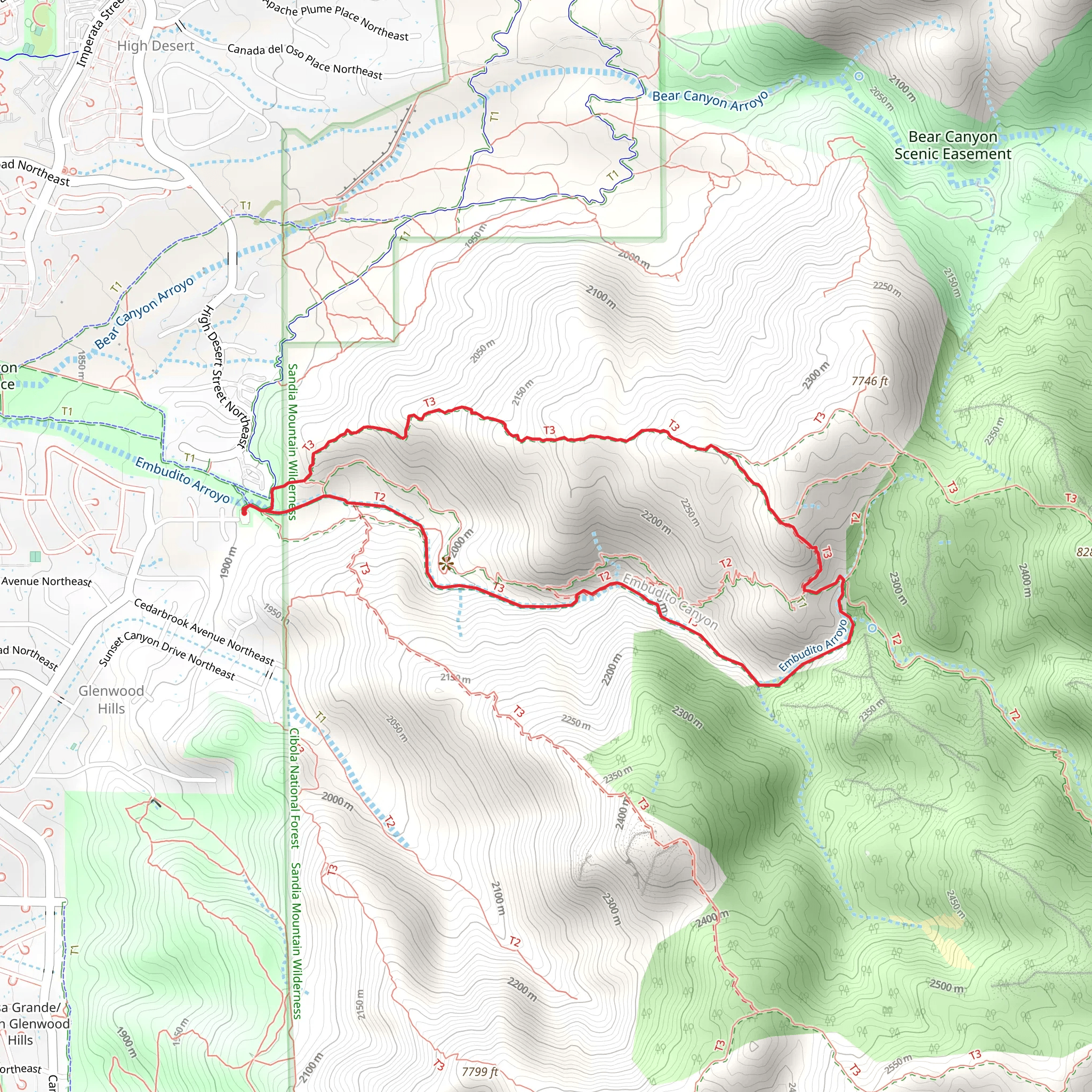 Oso Ridge and Embudito Canyon Loop Trail mobile static map