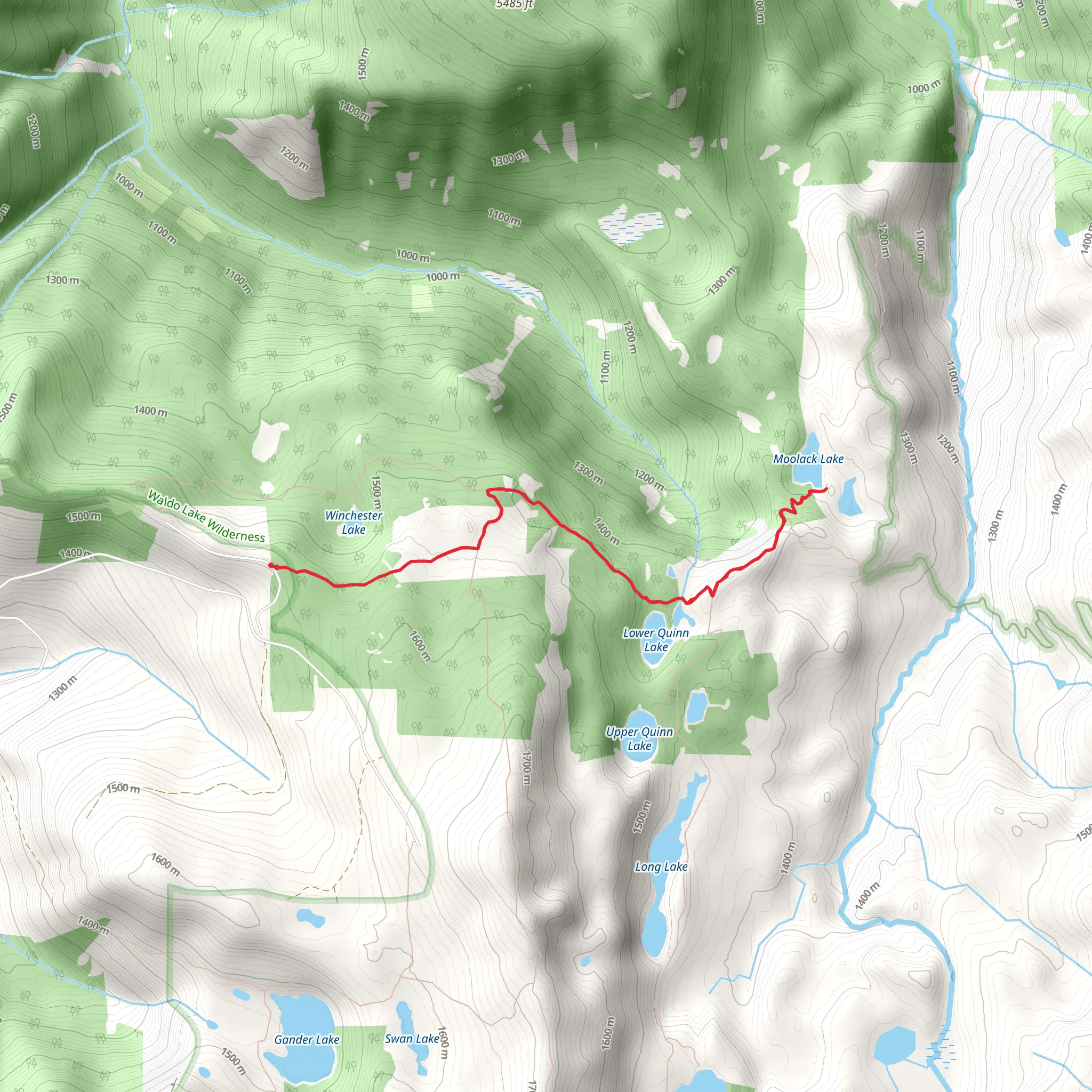 Moolack Lake via Blair Lake Trail mobile static map