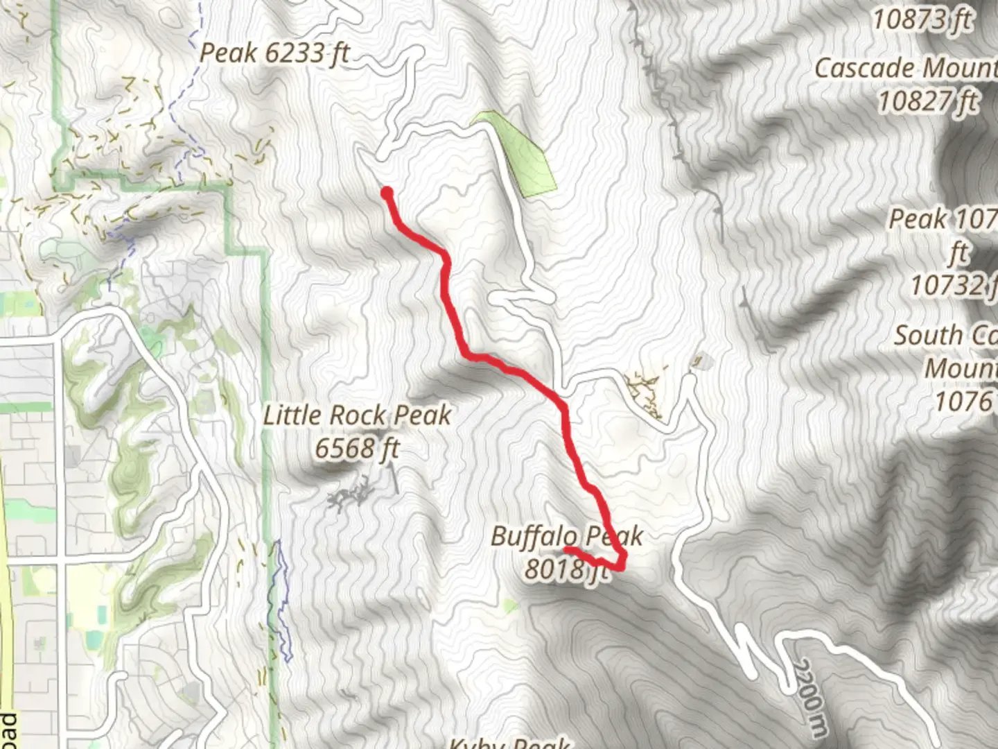 An image depicting the trail Buffalo Peak via Squaw Peak Overlook Front Trail and its surrounding area.