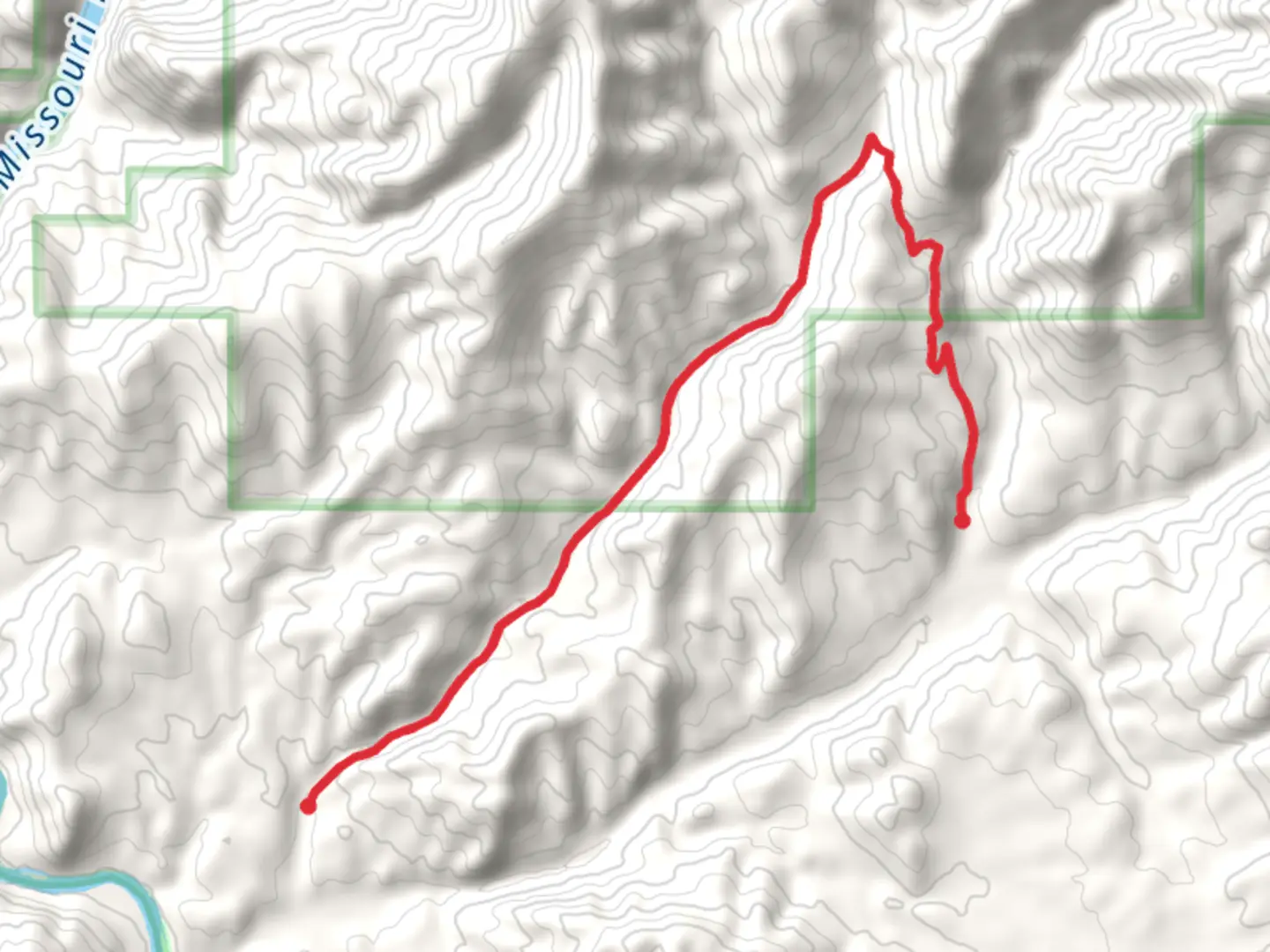 An image depicting the trail Big Log Gulch and Hunters Gulch and its surrounding area.