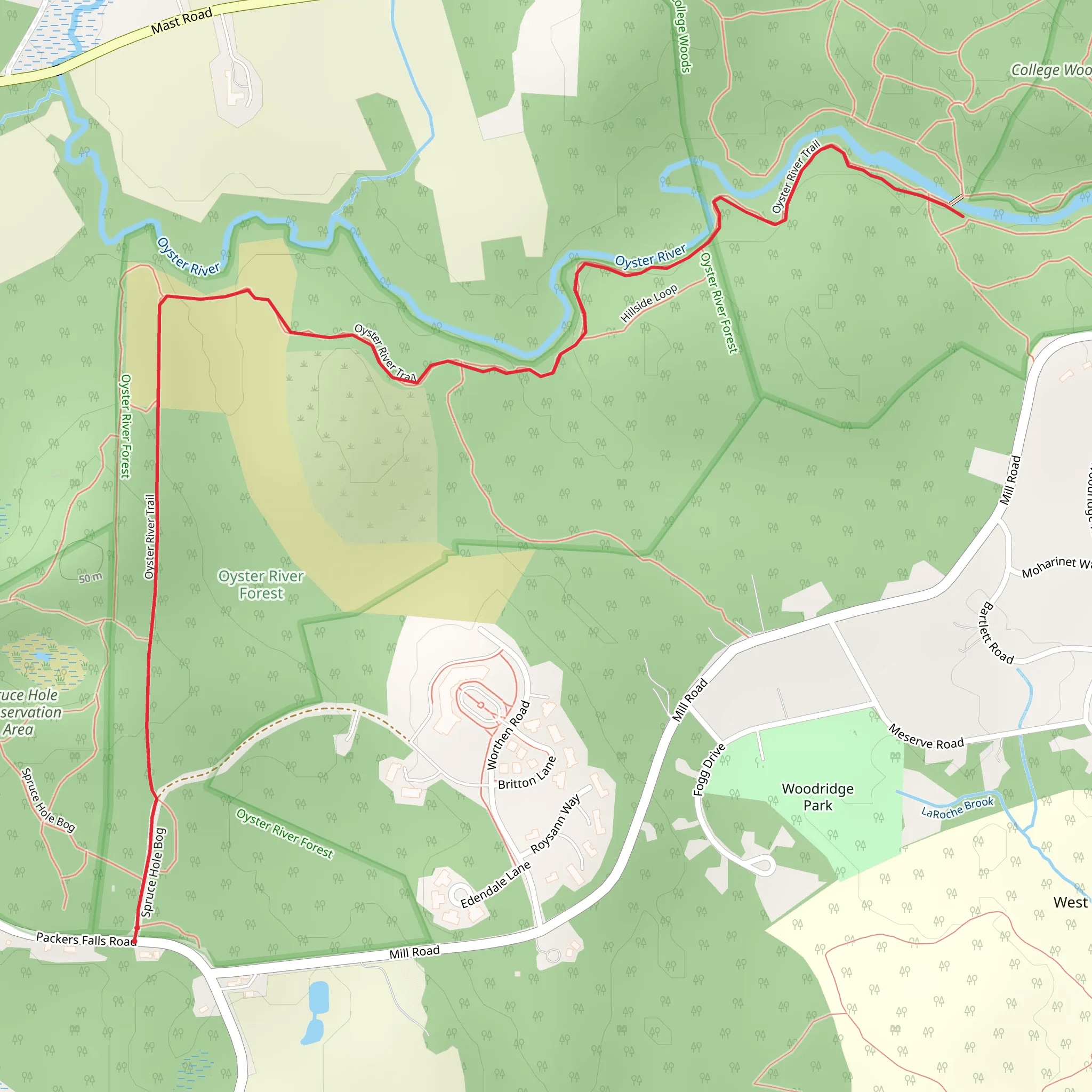 Oyster River from Packers Falls Road mobile static map