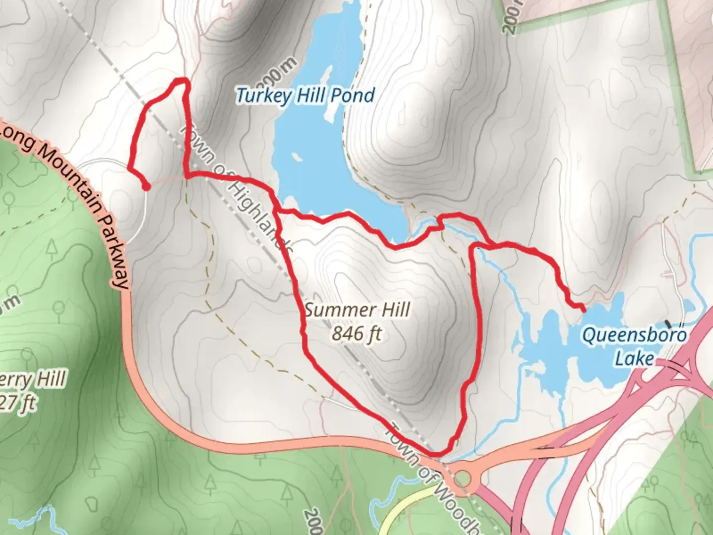 An image depicting the trail Queensboro Lake and Anthony Wayne Loop Trail and its surrounding area.