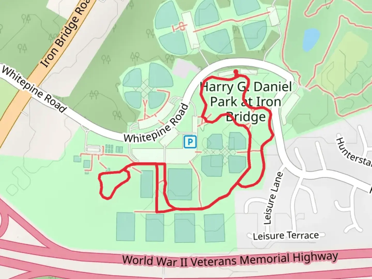 An image depicting the trail White, Blue, Orange and Purple Blaze Loop Trail and its surrounding area.