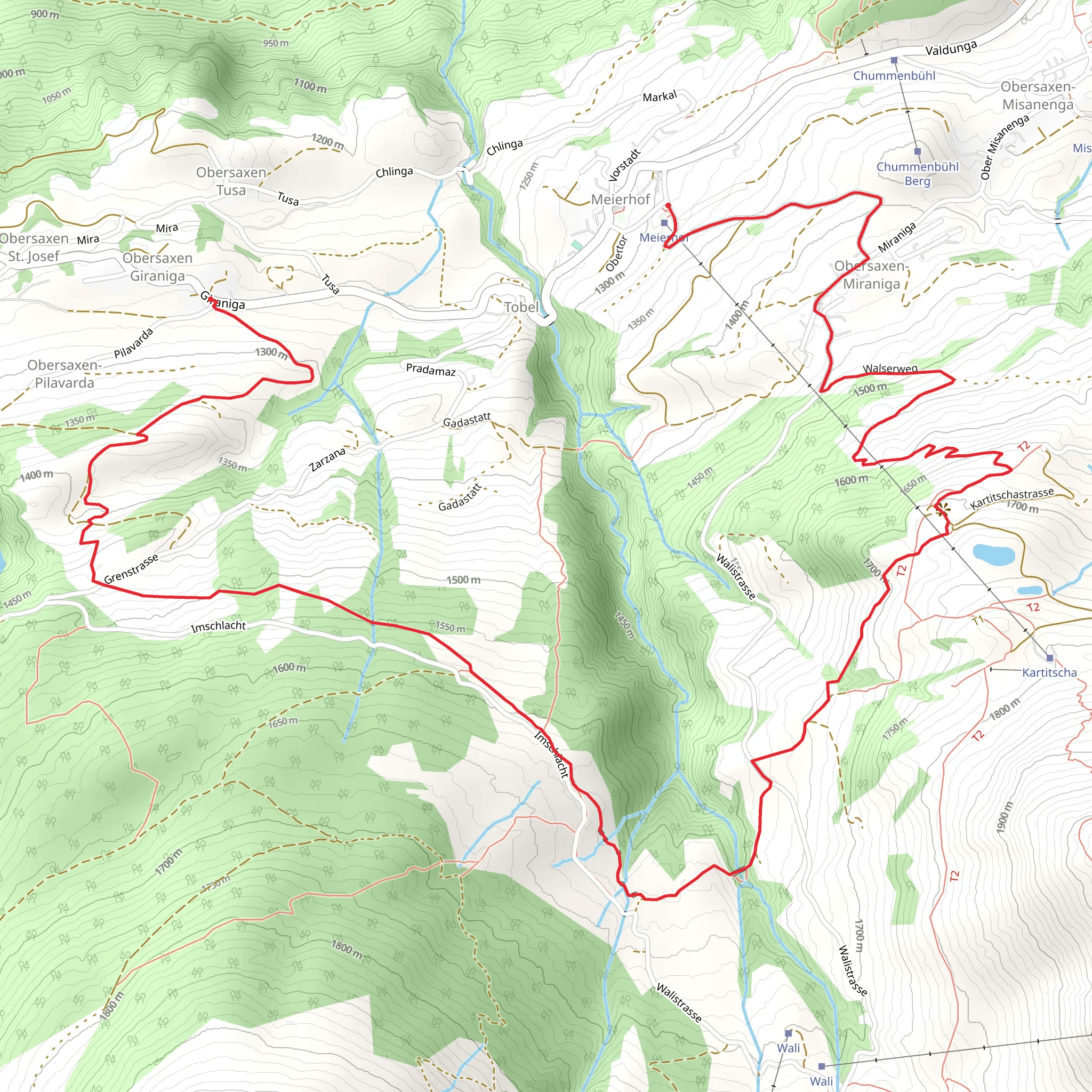 Walserweg Obersaxen mobile static map