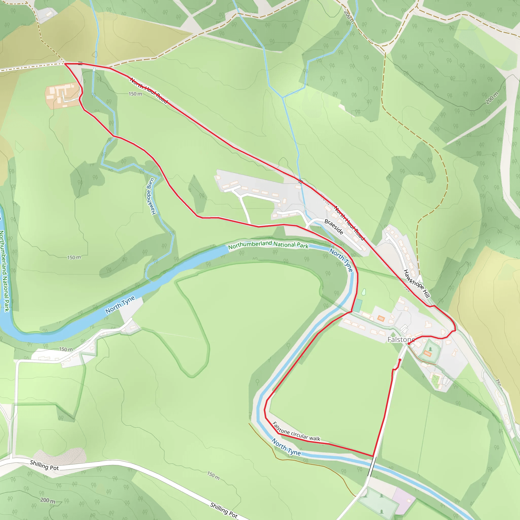 Falstone Circular Walk mobile static map