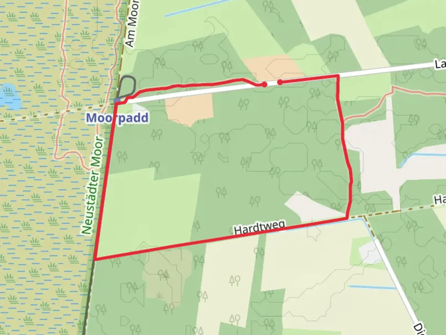 An image depicting the trail Langer Berg and Hardtweg Loop and its surrounding area.