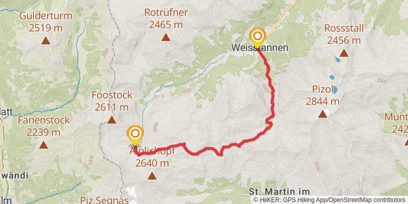 Alpine Pass Route alt 1 Map