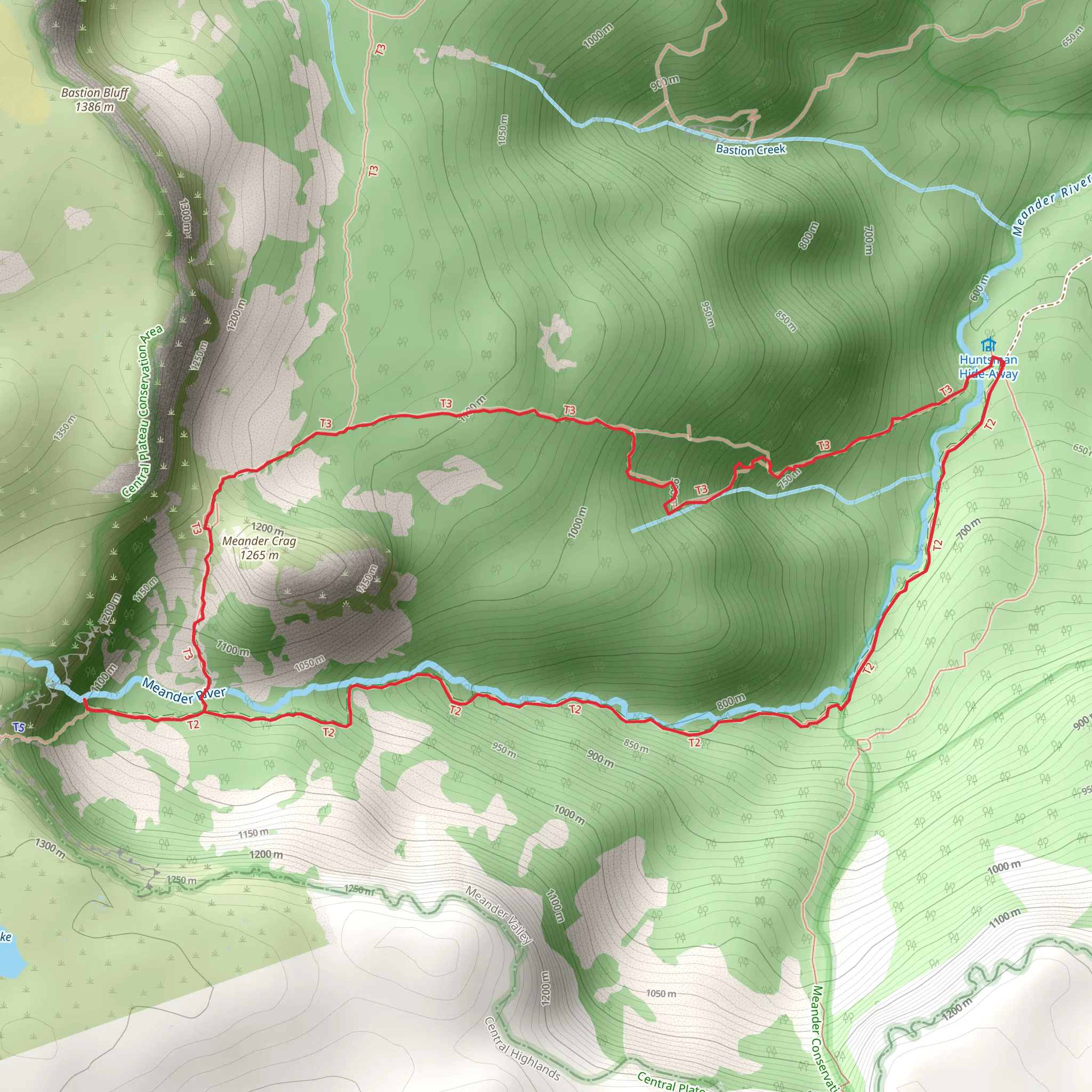 Meander and Split Rock Falls Trail mobile static map