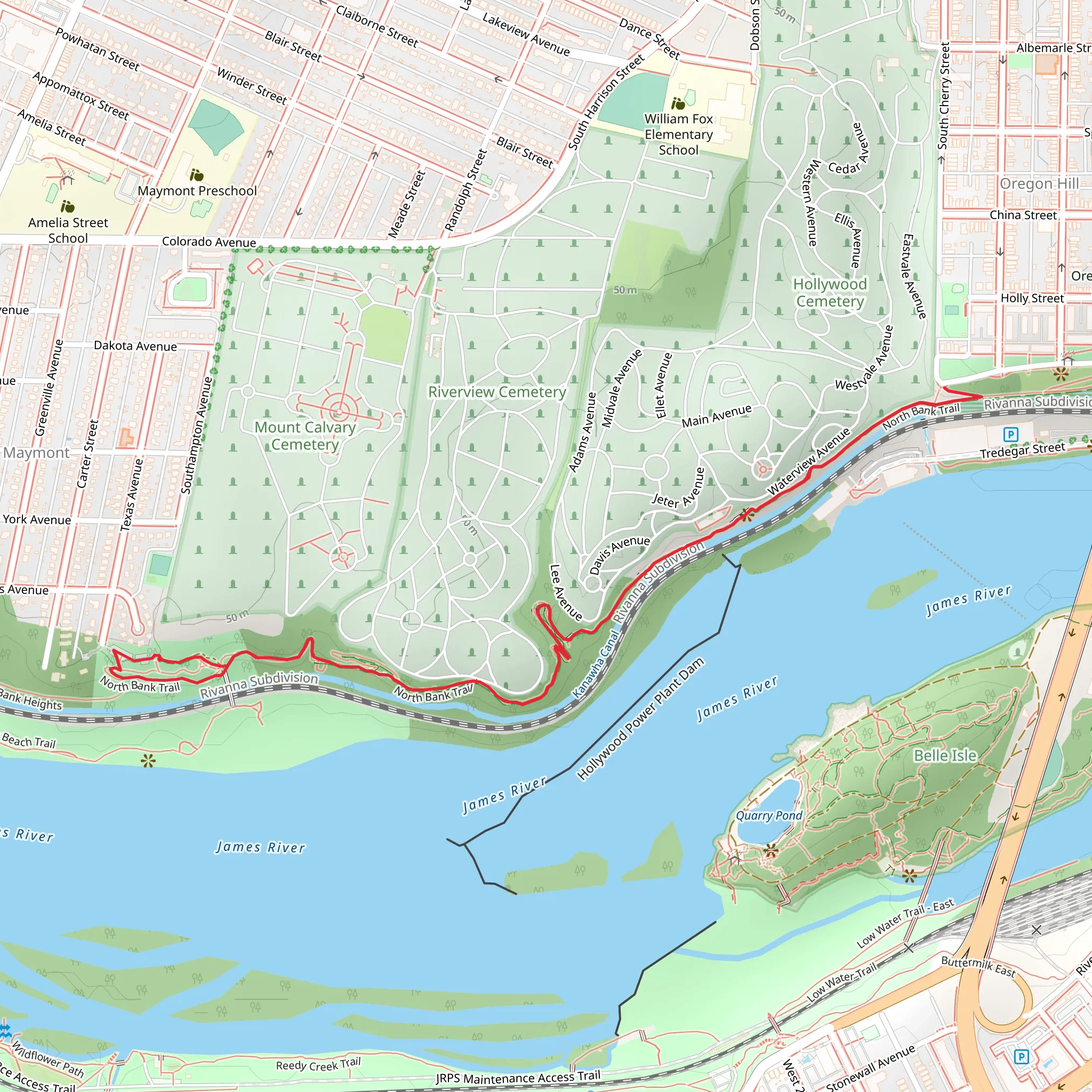 North Bank Trail mobile static map