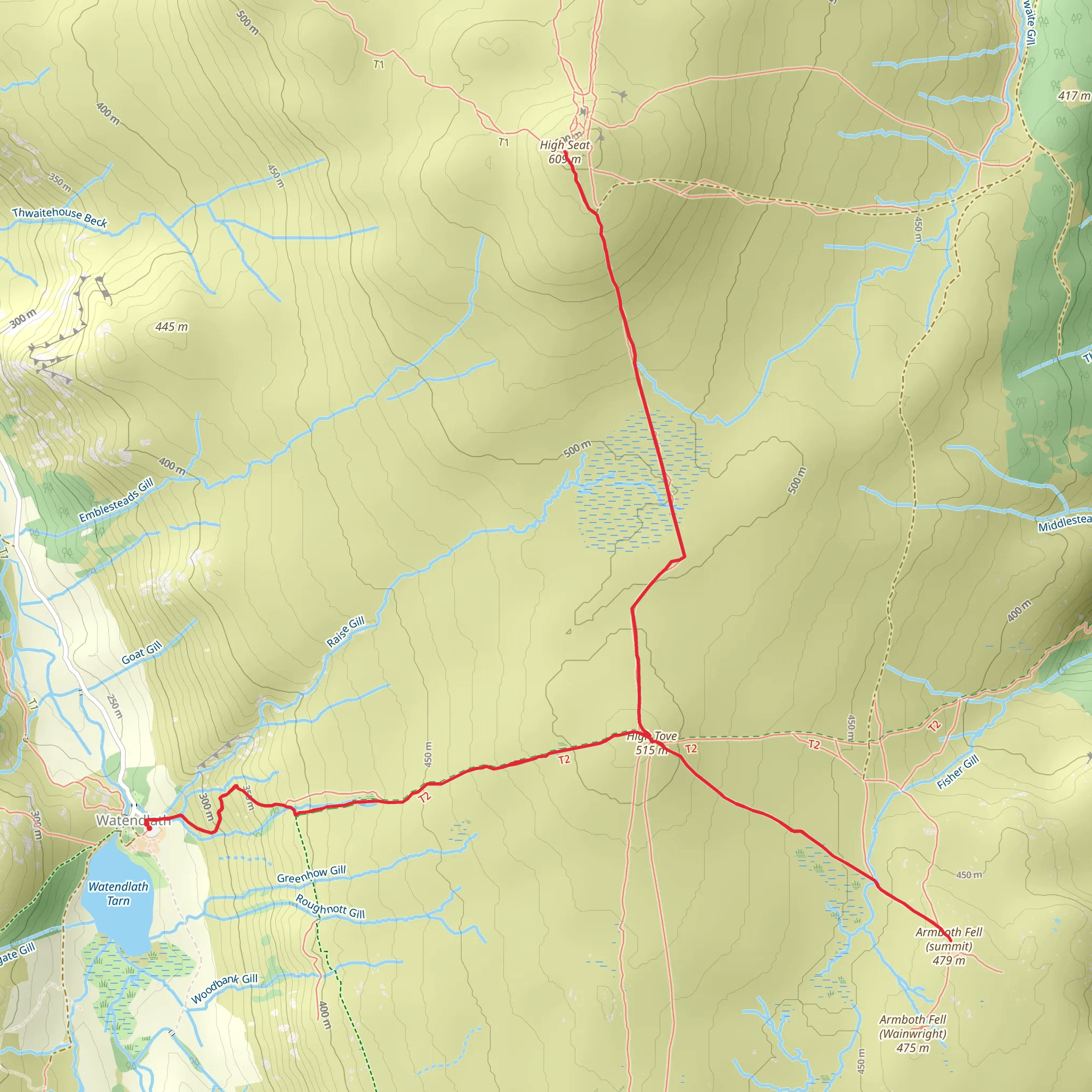 High Tove and High Seat Walk mobile static map