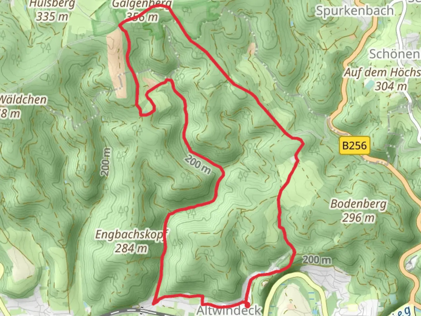 An image depicting the trail Altwindeck Rundweg Dreieck and its surrounding area.
