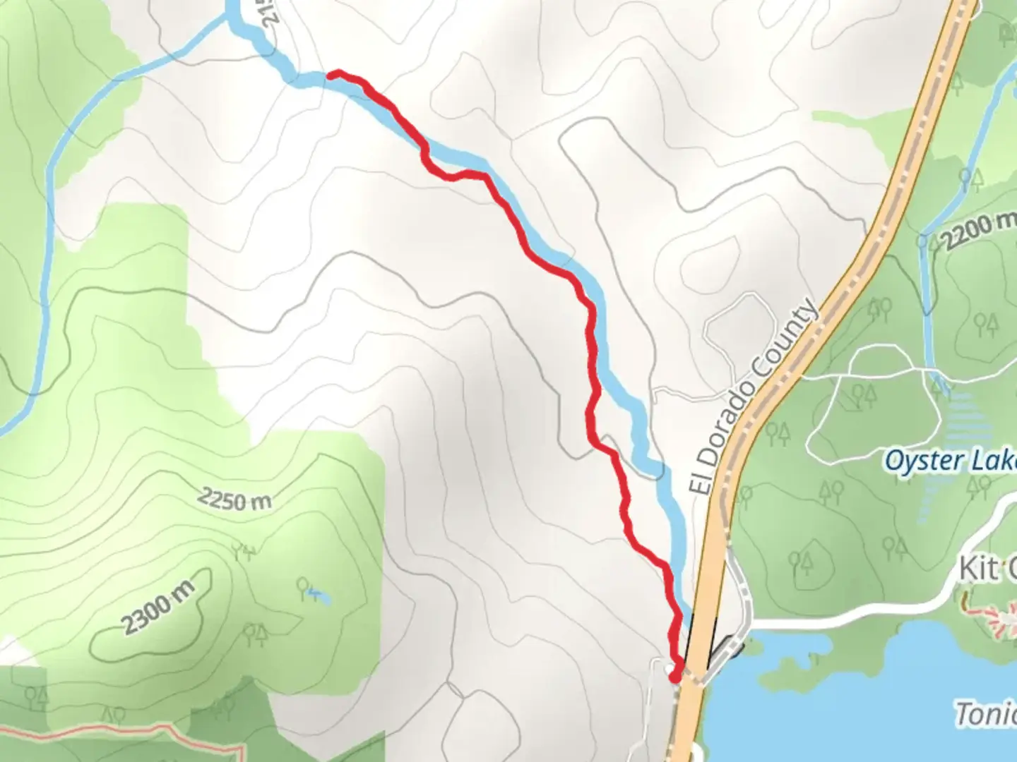 An image depicting the trail Silver Fork American River and its surrounding area.