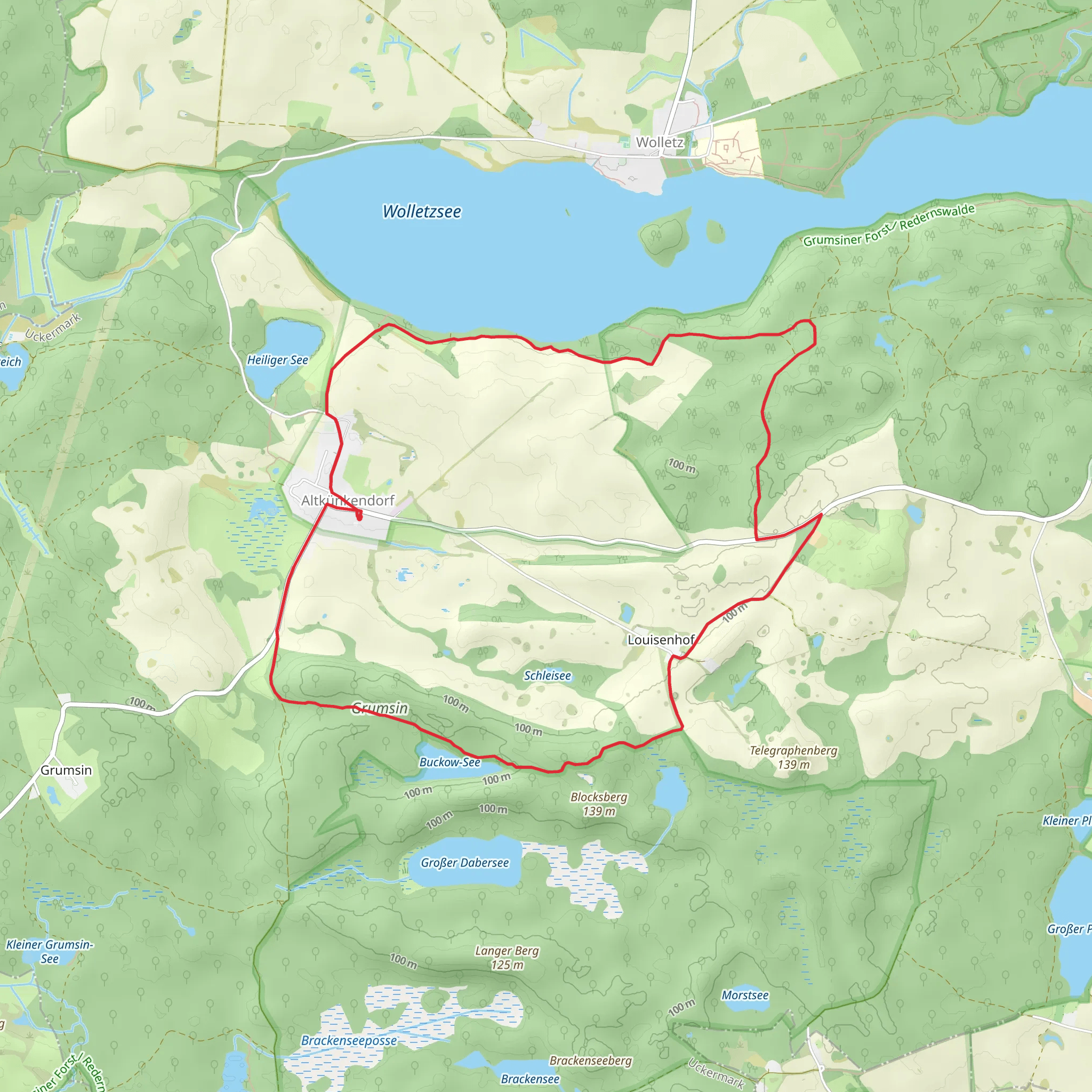 Buckow See via Oranges Buchenblatt and Wolletzsee Rundweg mobile static map