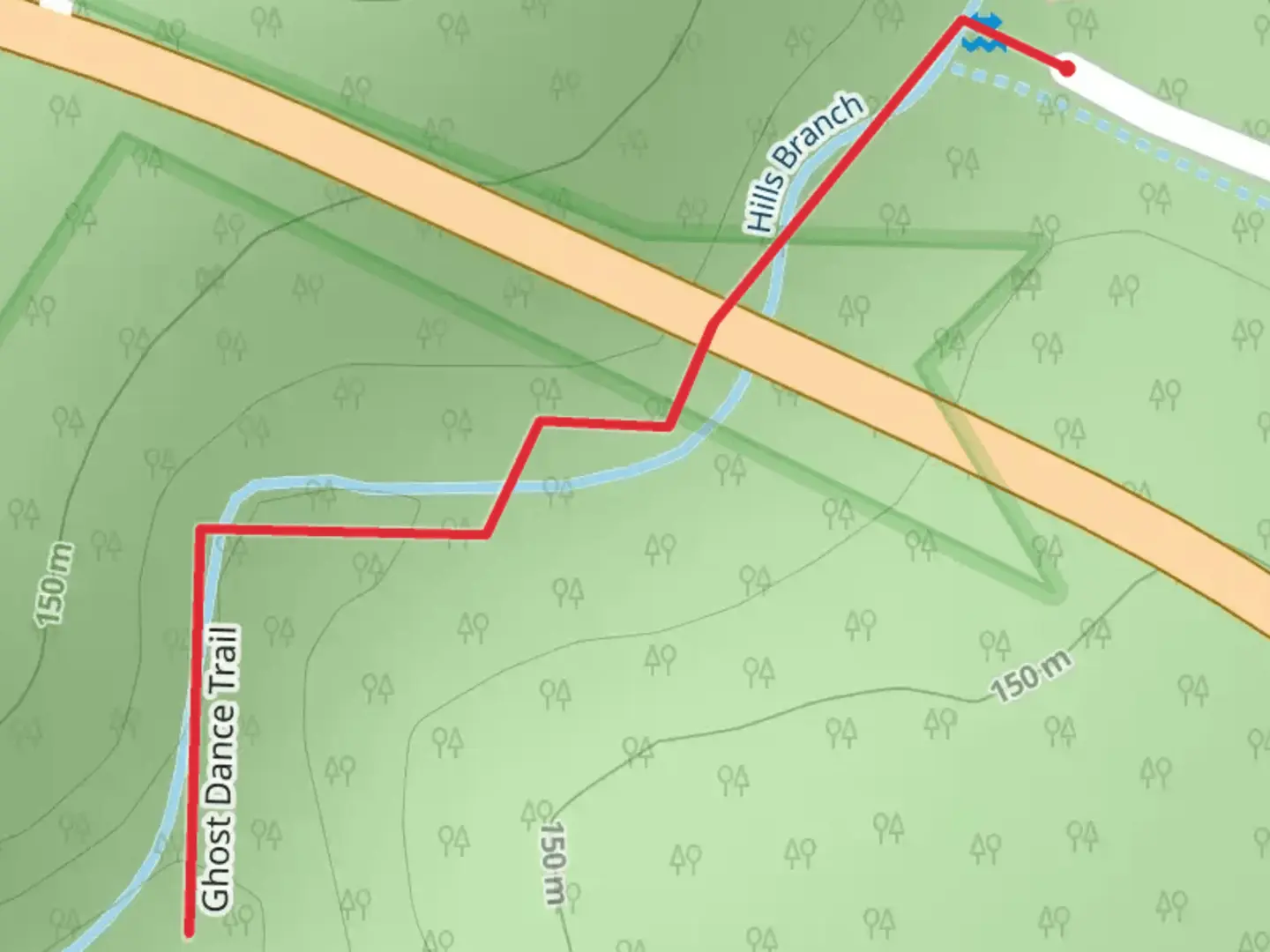 An image depicting the trail Ghost Dance Trail and its surrounding area.