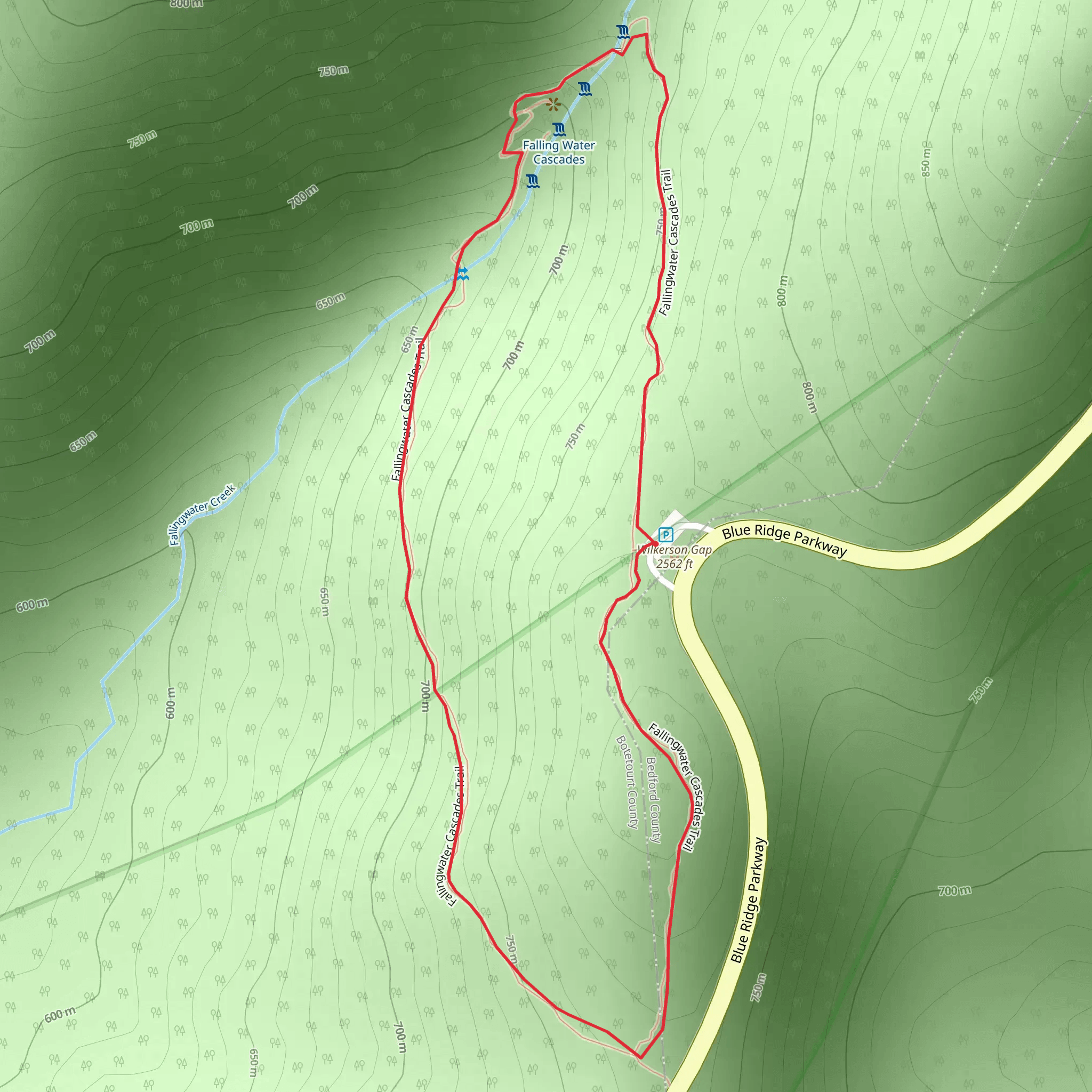 Fallingwater Cascades Trail Loop mobile static map