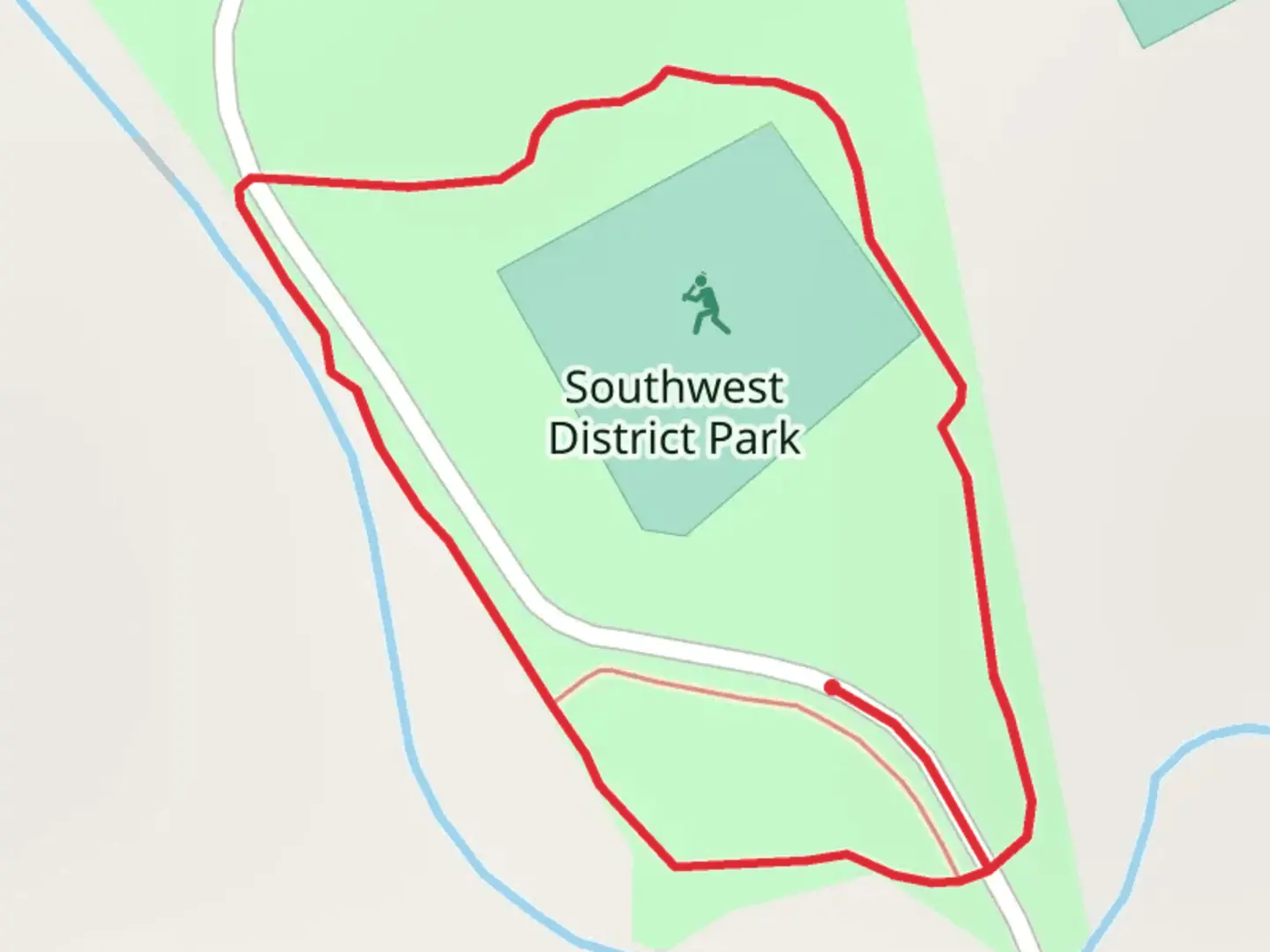 An image depicting the trail Southwest District Park Loop and its surrounding area.