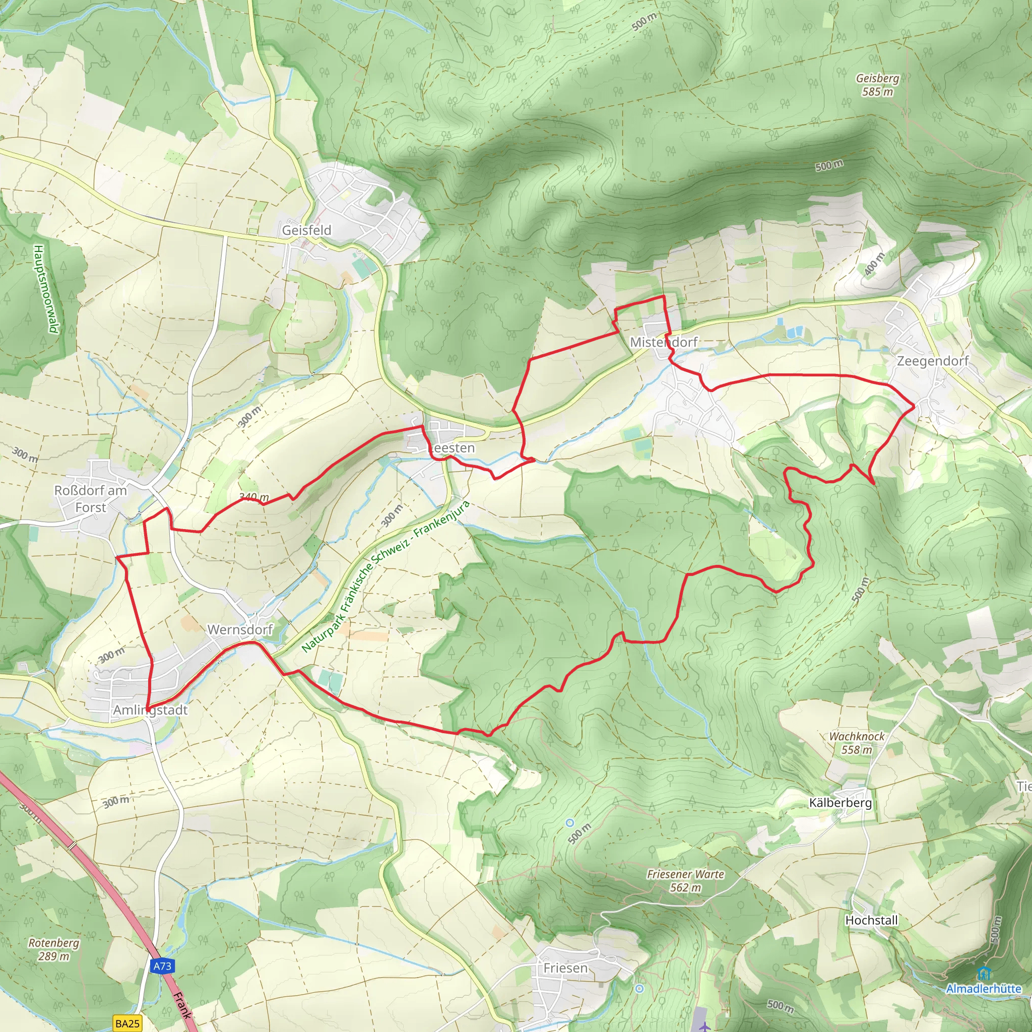Amlingstadt and Mistendorf Loop mobile static map
