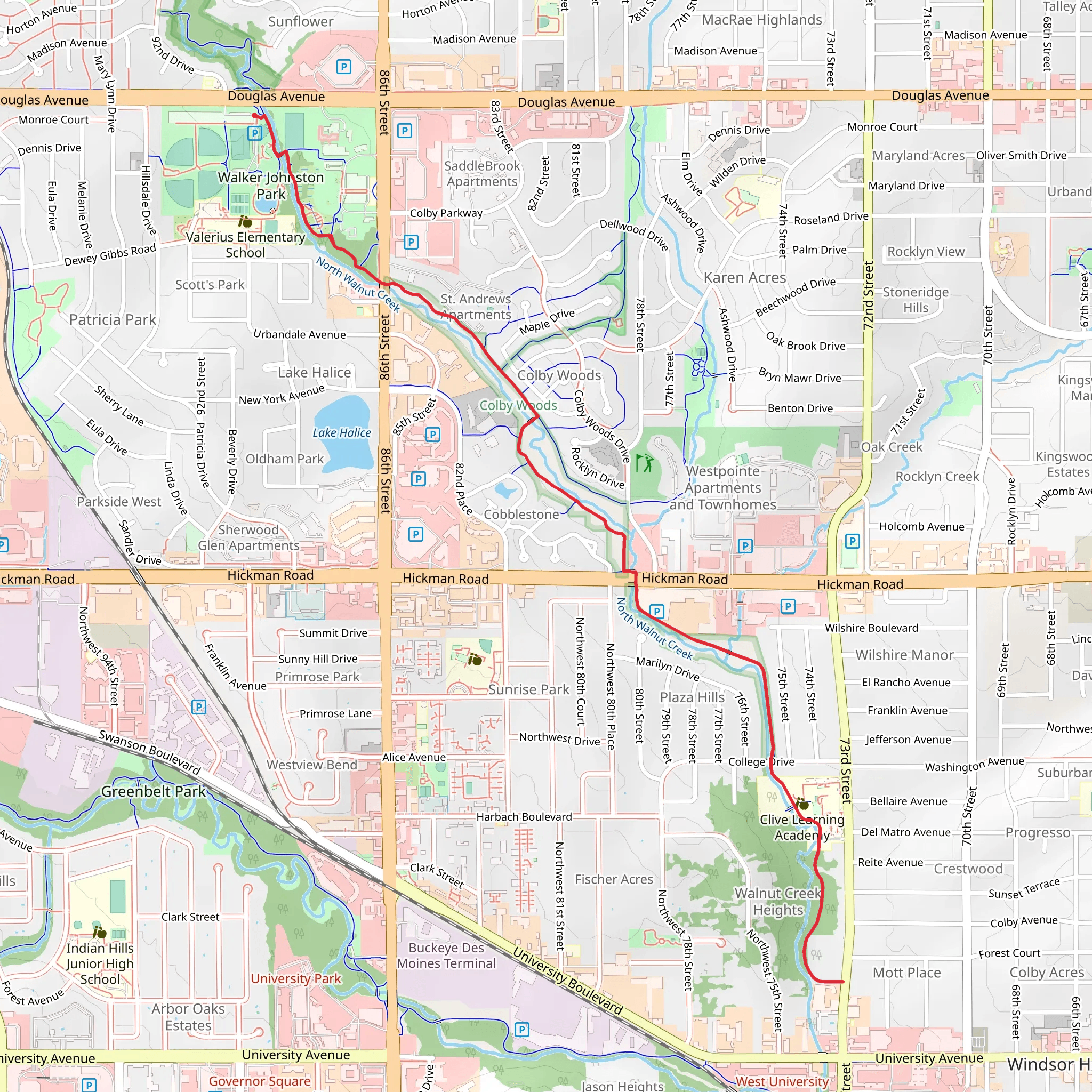 Colby Woods Trail mobile static map