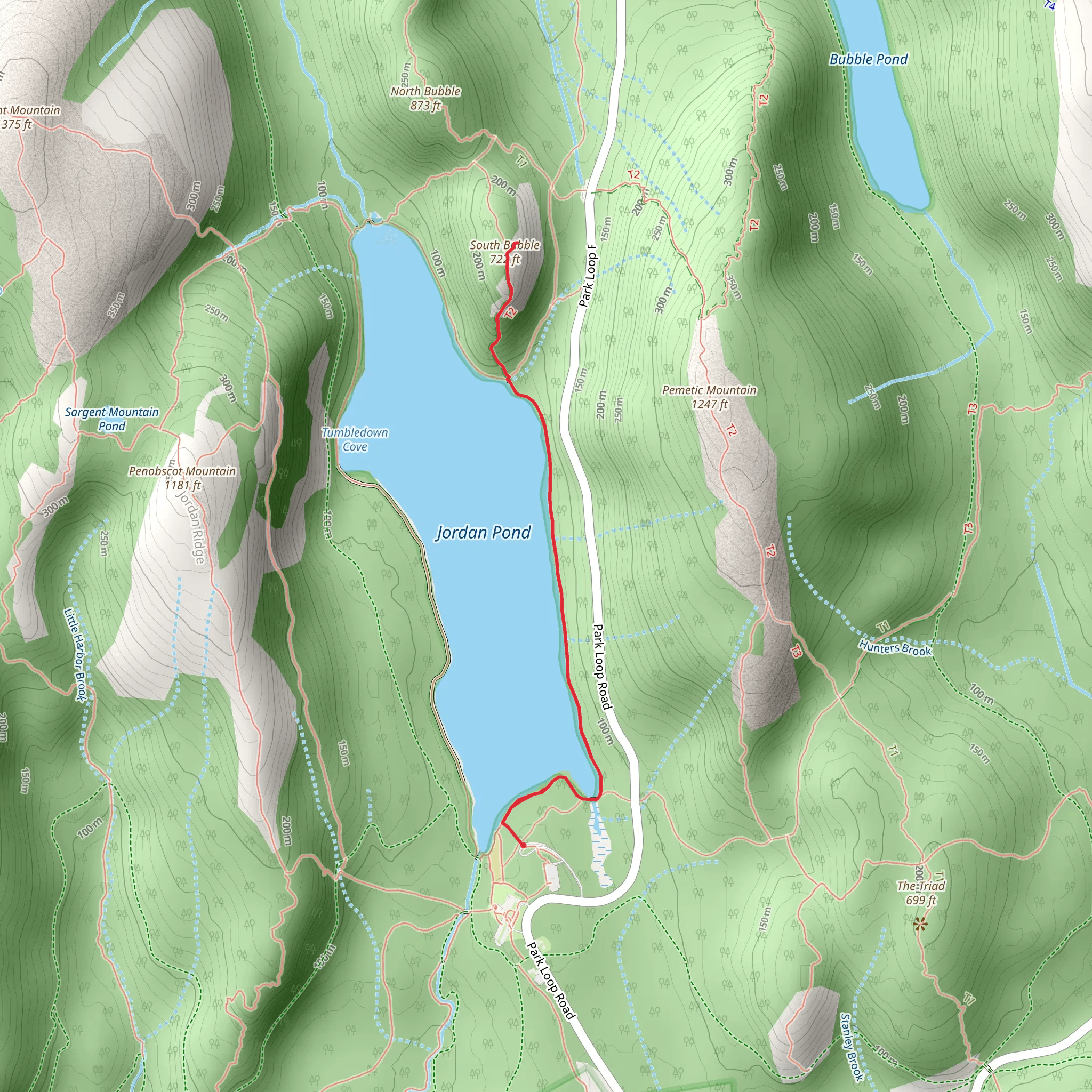 South Bubble via Jordan Pond Path Trail mobile static map
