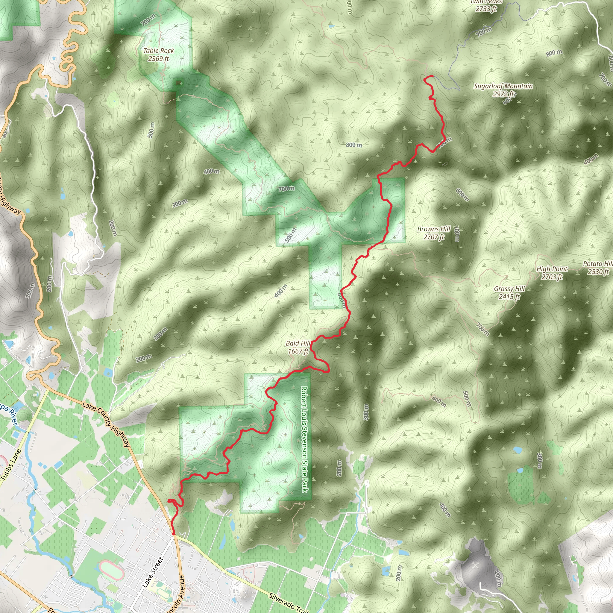 Oat Hill Mine Trail mobile static map