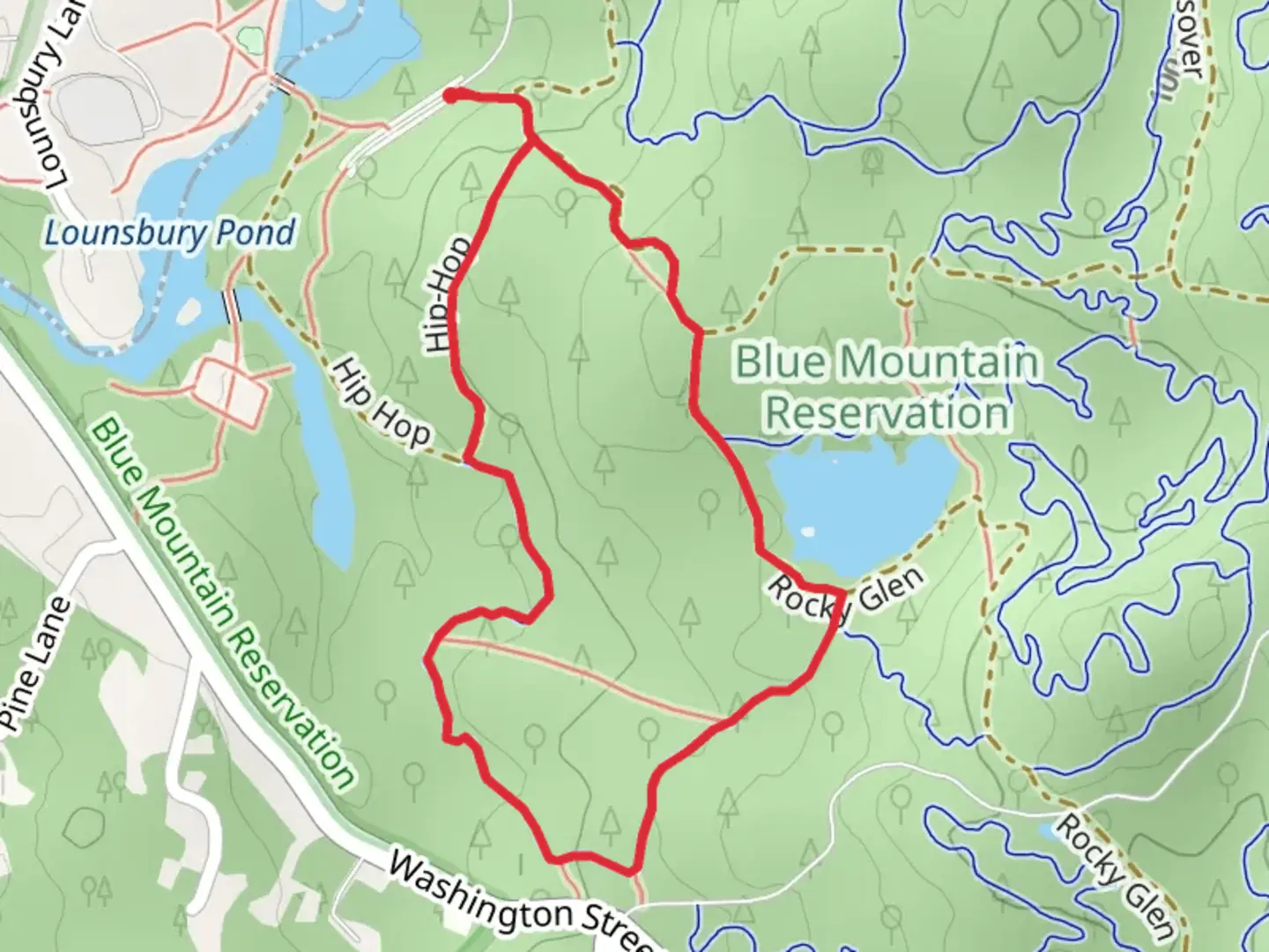 An image depicting the trail Rocky Glen and Switchback Loop Trail and its surrounding area.