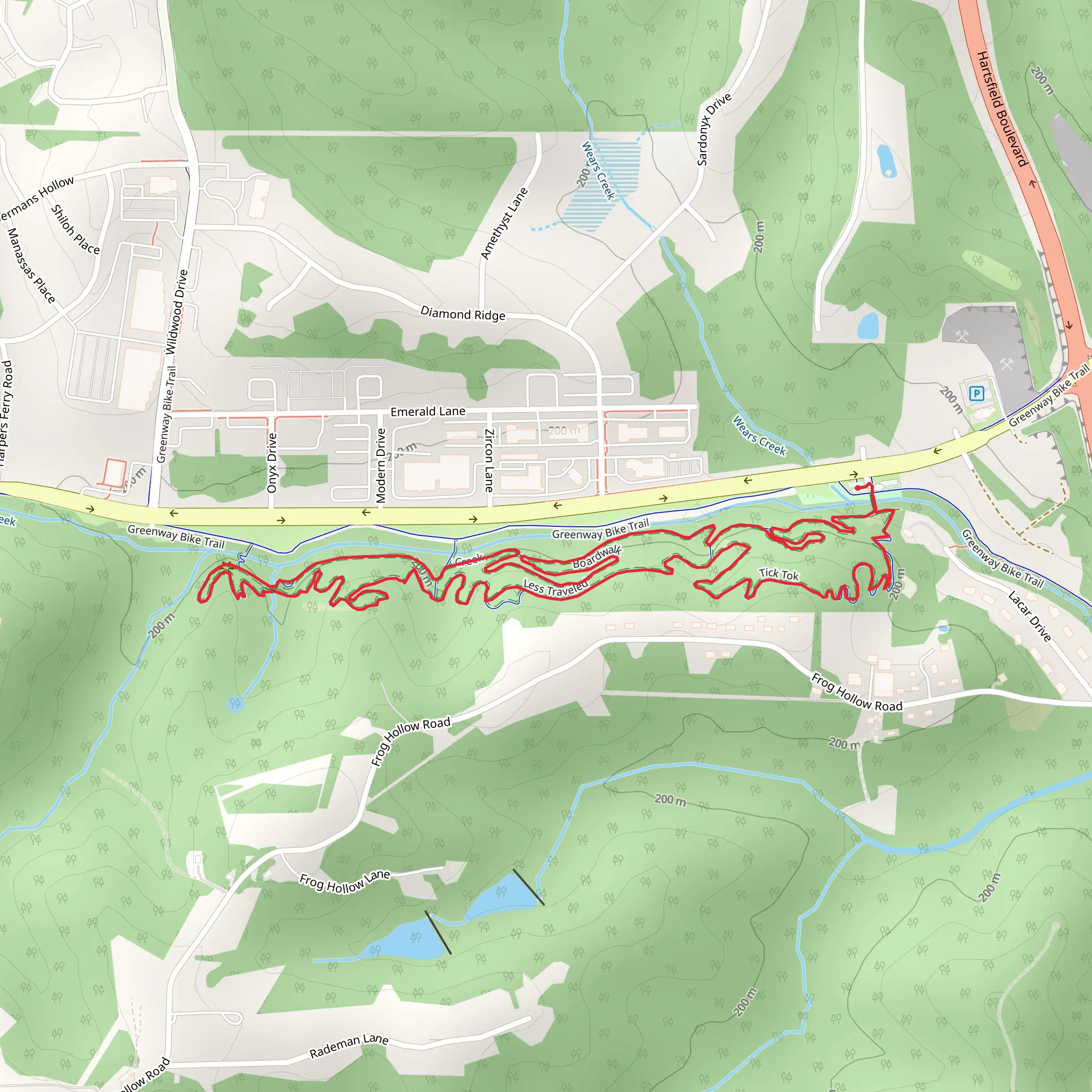 Boardwalk and Tick Tok Loop mobile static map