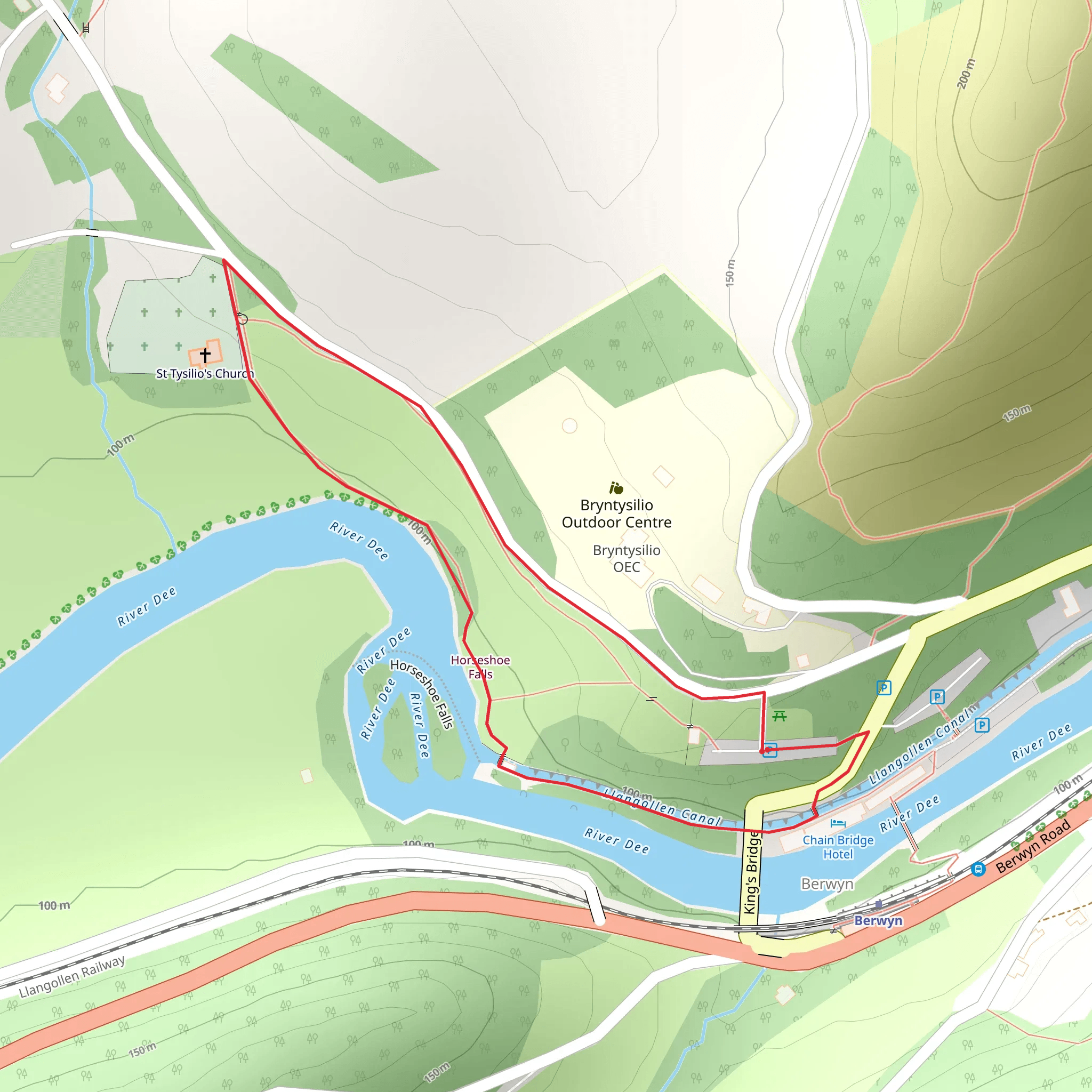 Horseshoe Falls Llangollen Loop mobile static map