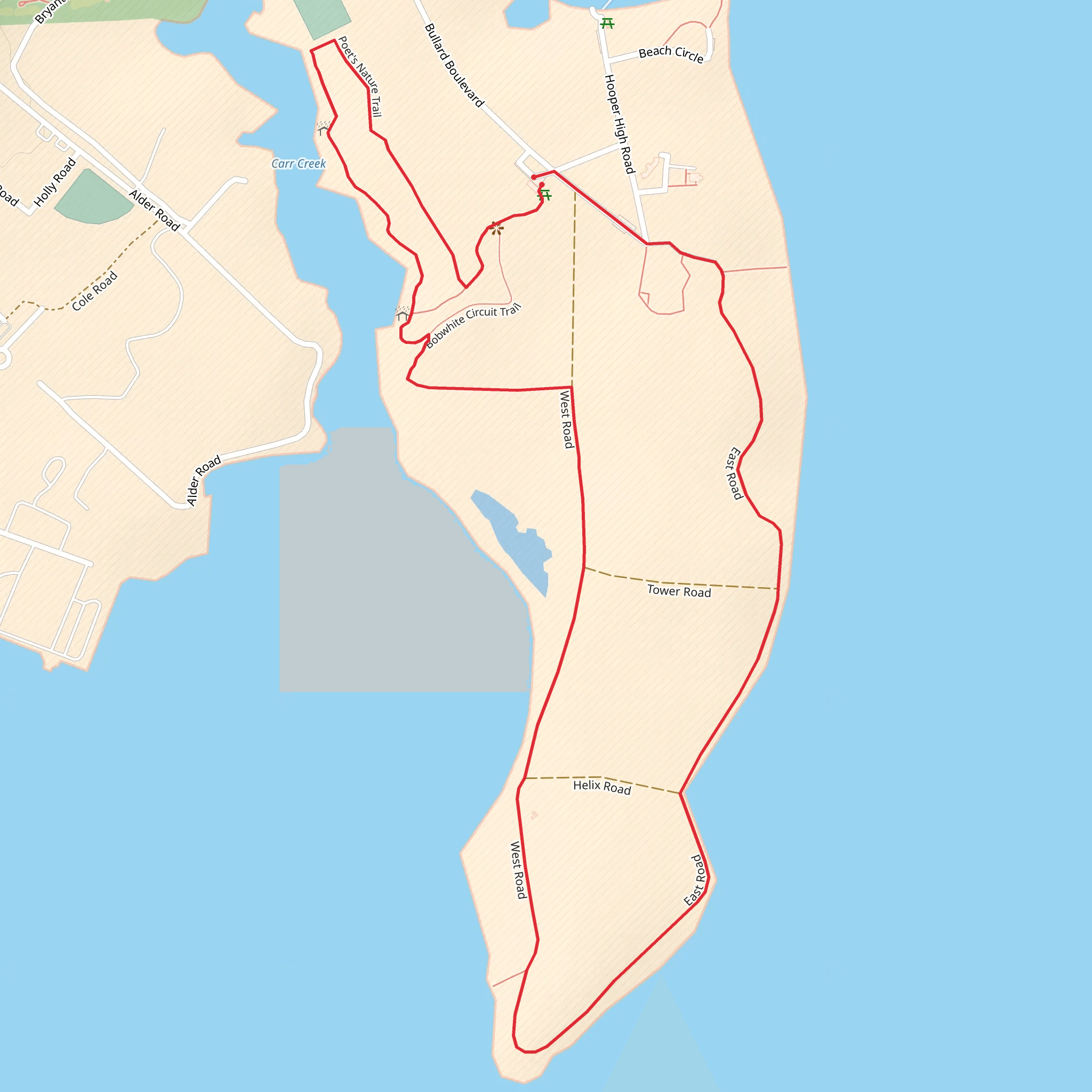 Poet's Nature Loop via East and West mobile static map