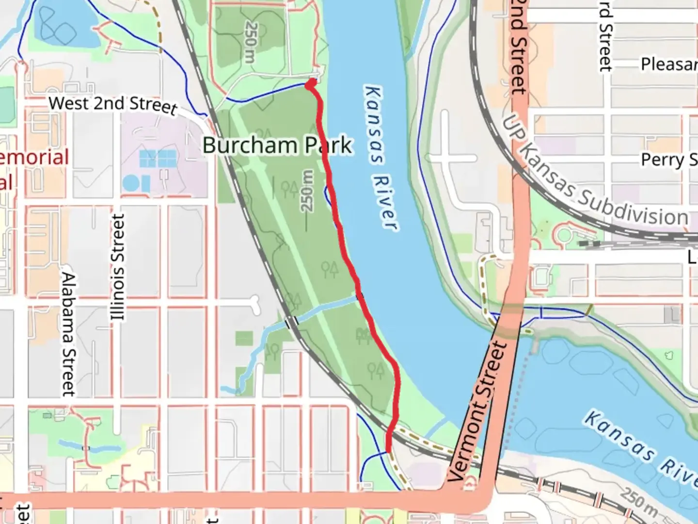 An image depicting the trail Burcham Park Trail and its surrounding area.