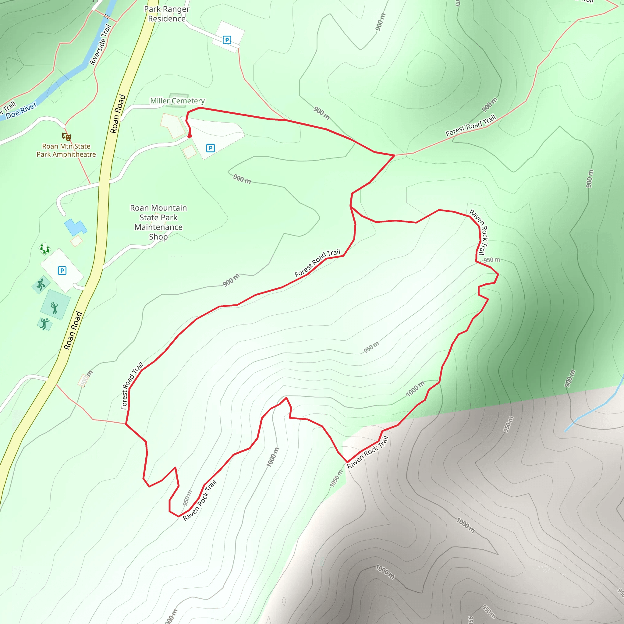 Forest Road Loop Trail from Roan Road mobile static map