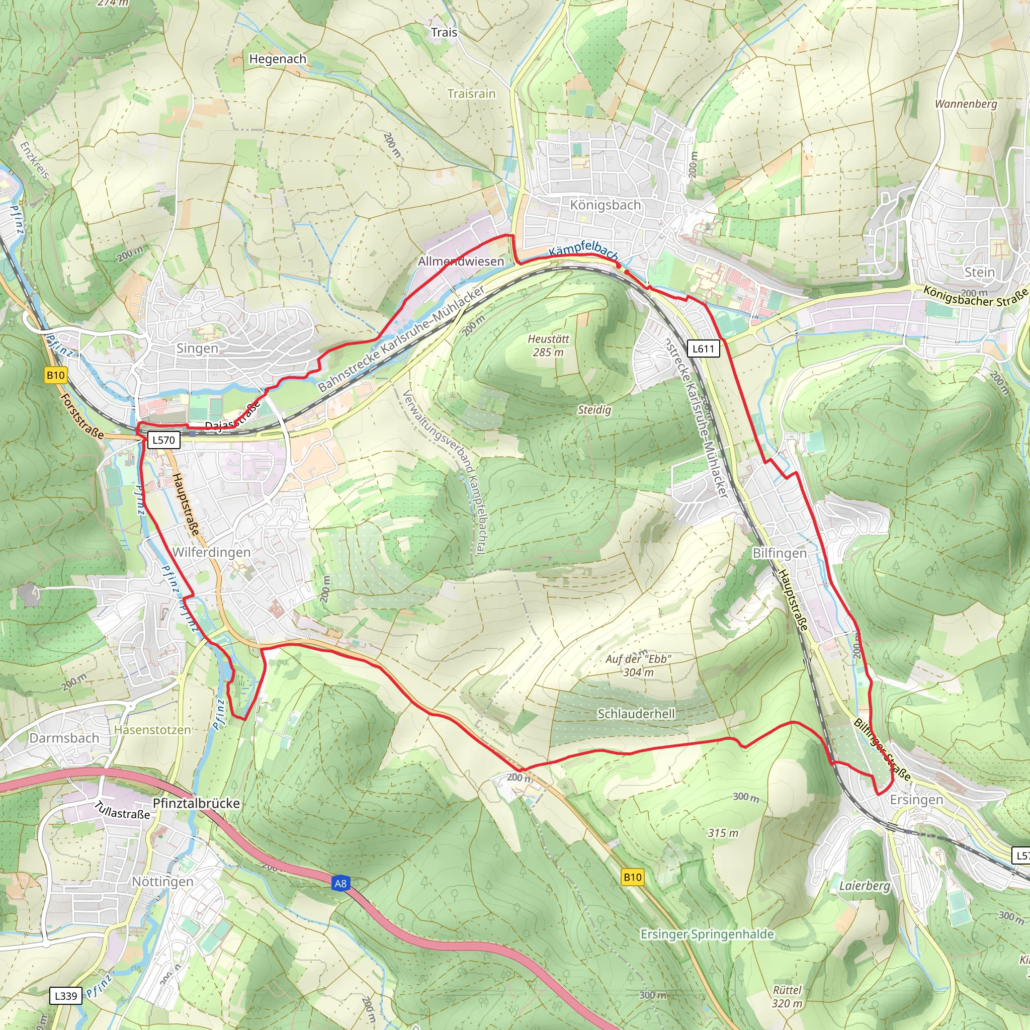 Konigsbach Stein Loop mobile static map