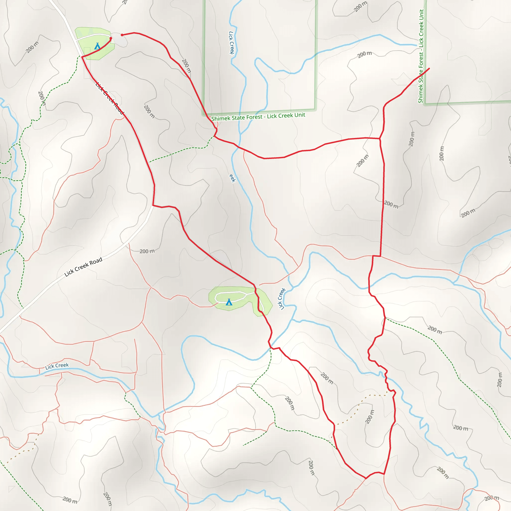 Lick Creek Loop mobile static map