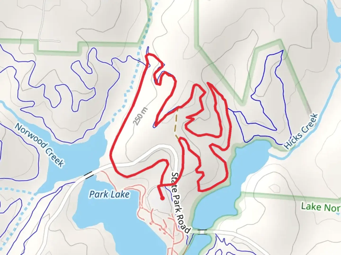An image depicting the trail Hawk Loop and its surrounding area.