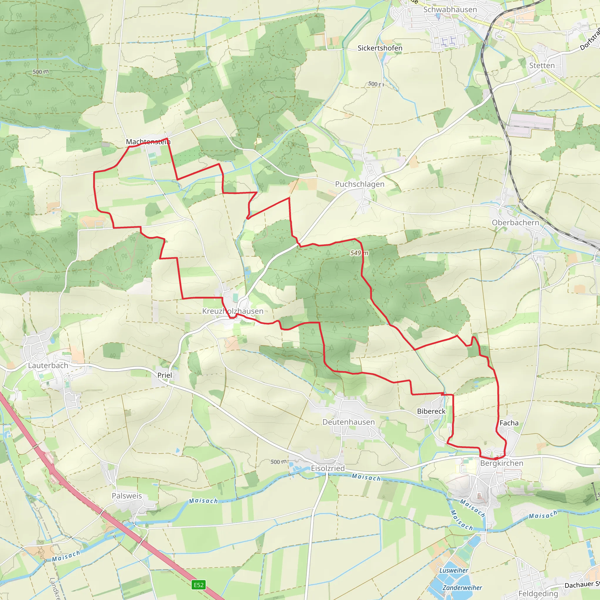 Bergkirchen and Machtenstein Loop mobile static map