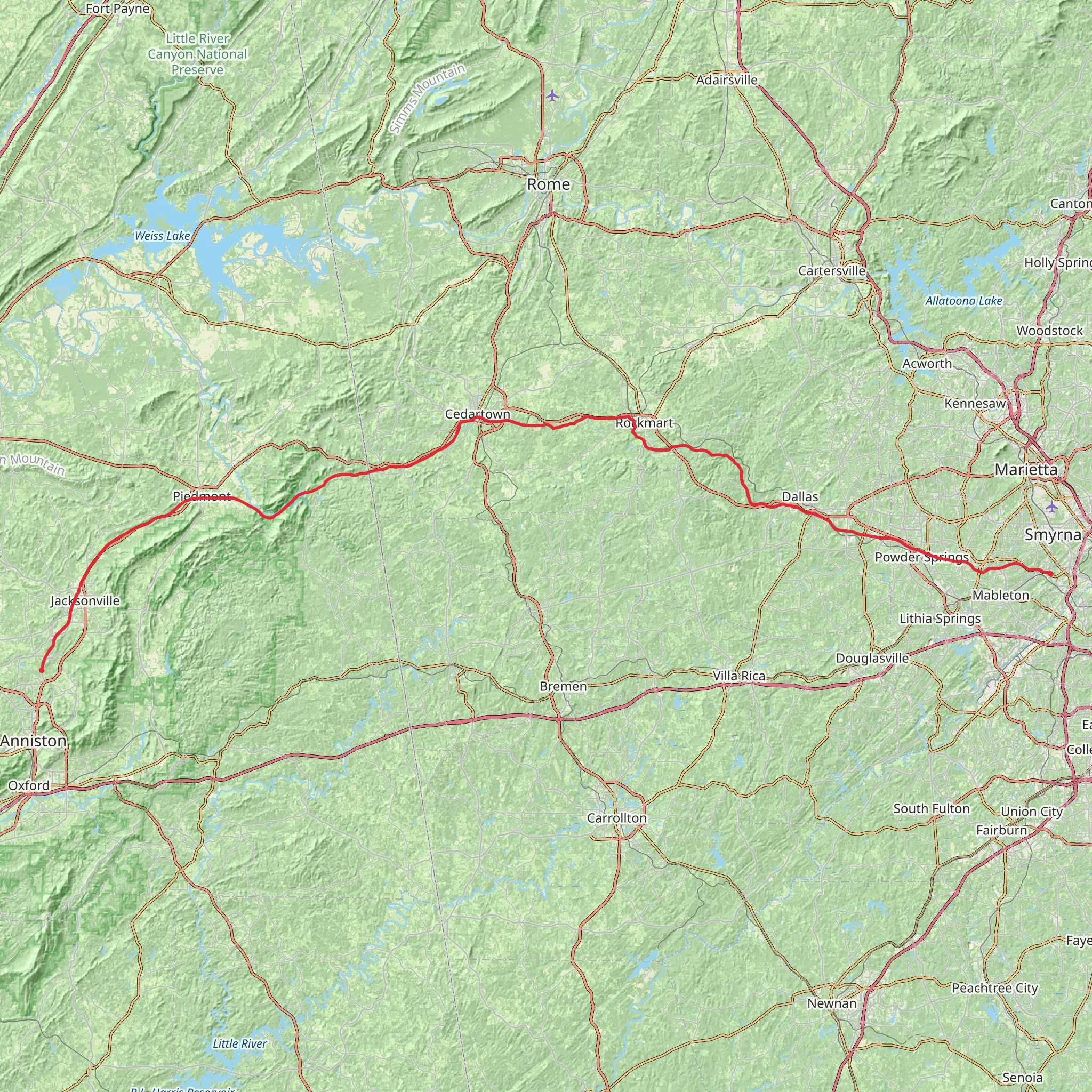 Silver Comet - Chief Ladiga Trail mobile static map