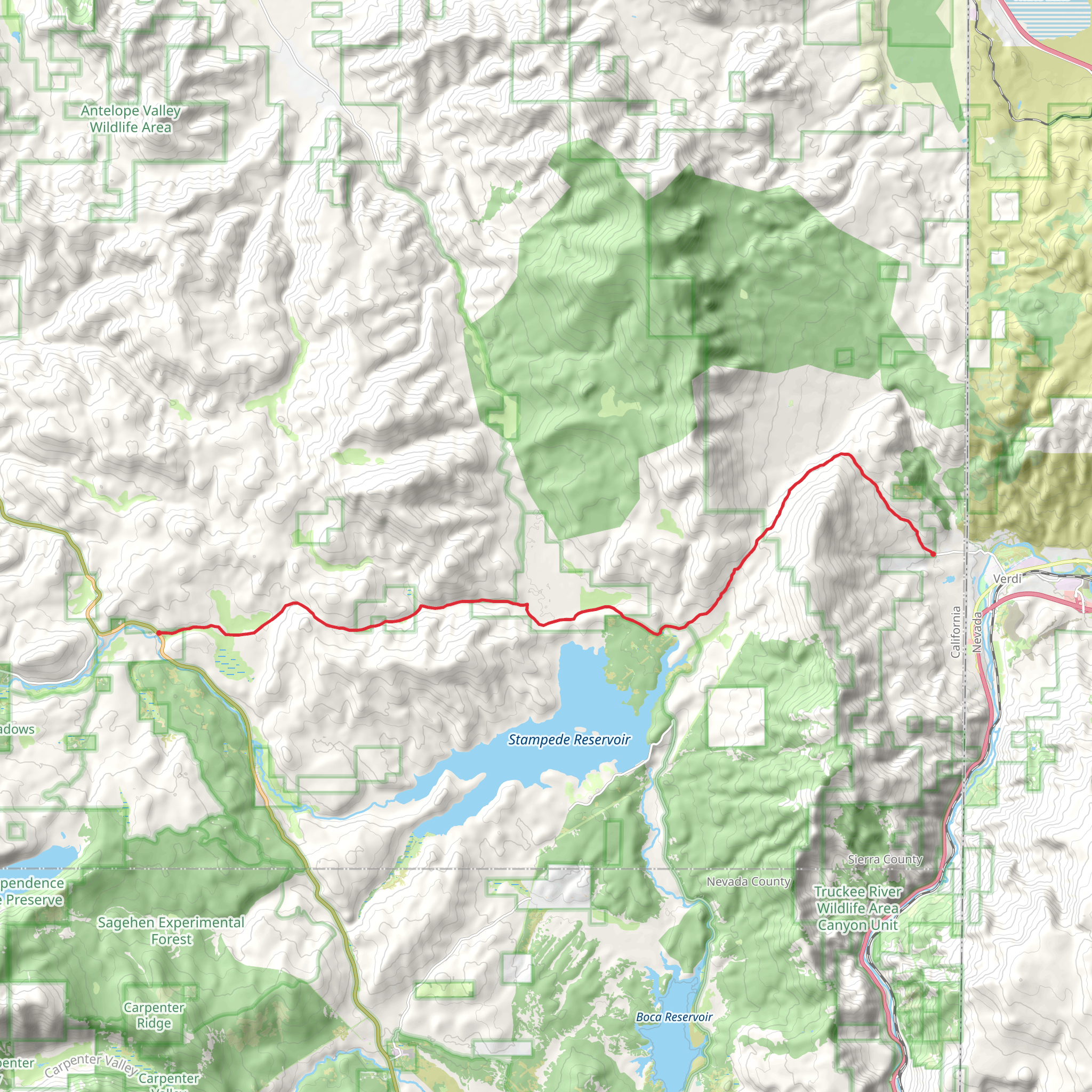 Dog Valley Road to Henness Pass Road mobile static map