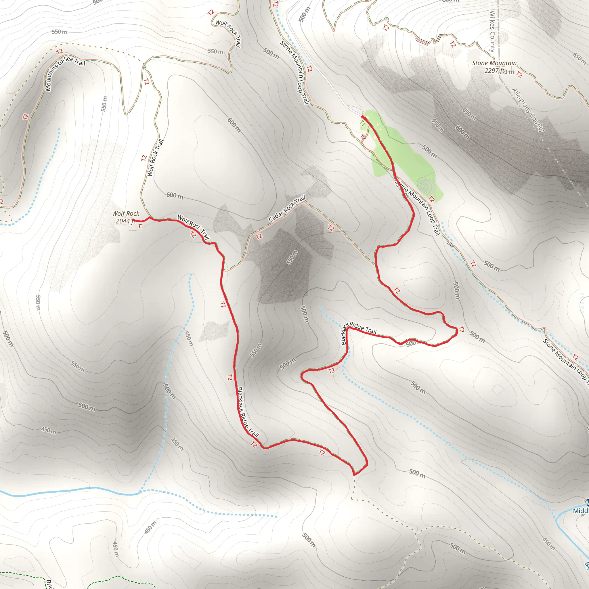 Wolf Rock via Blackjack Ridge Trail mobile static map