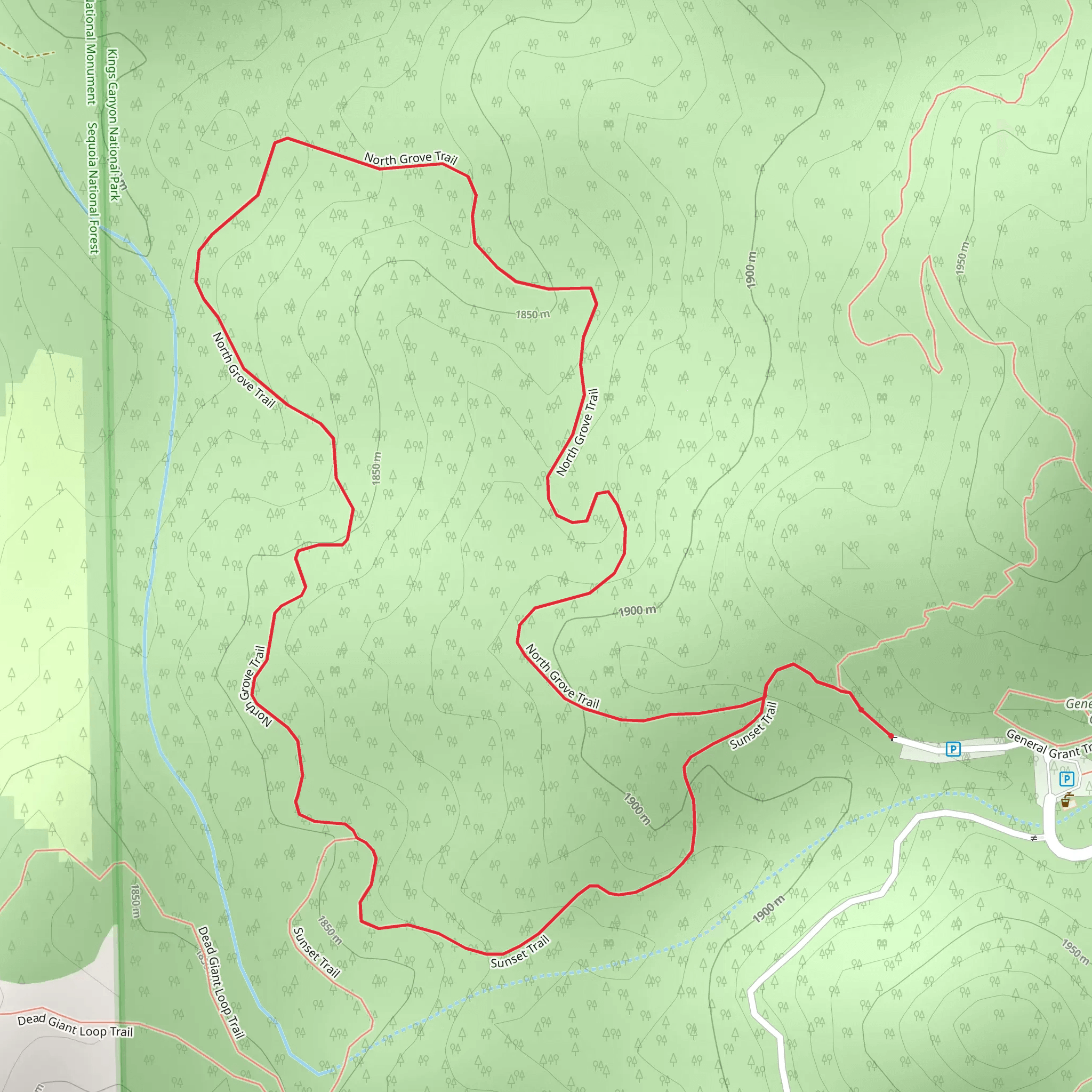 North Grove Loop Trail mobile static map