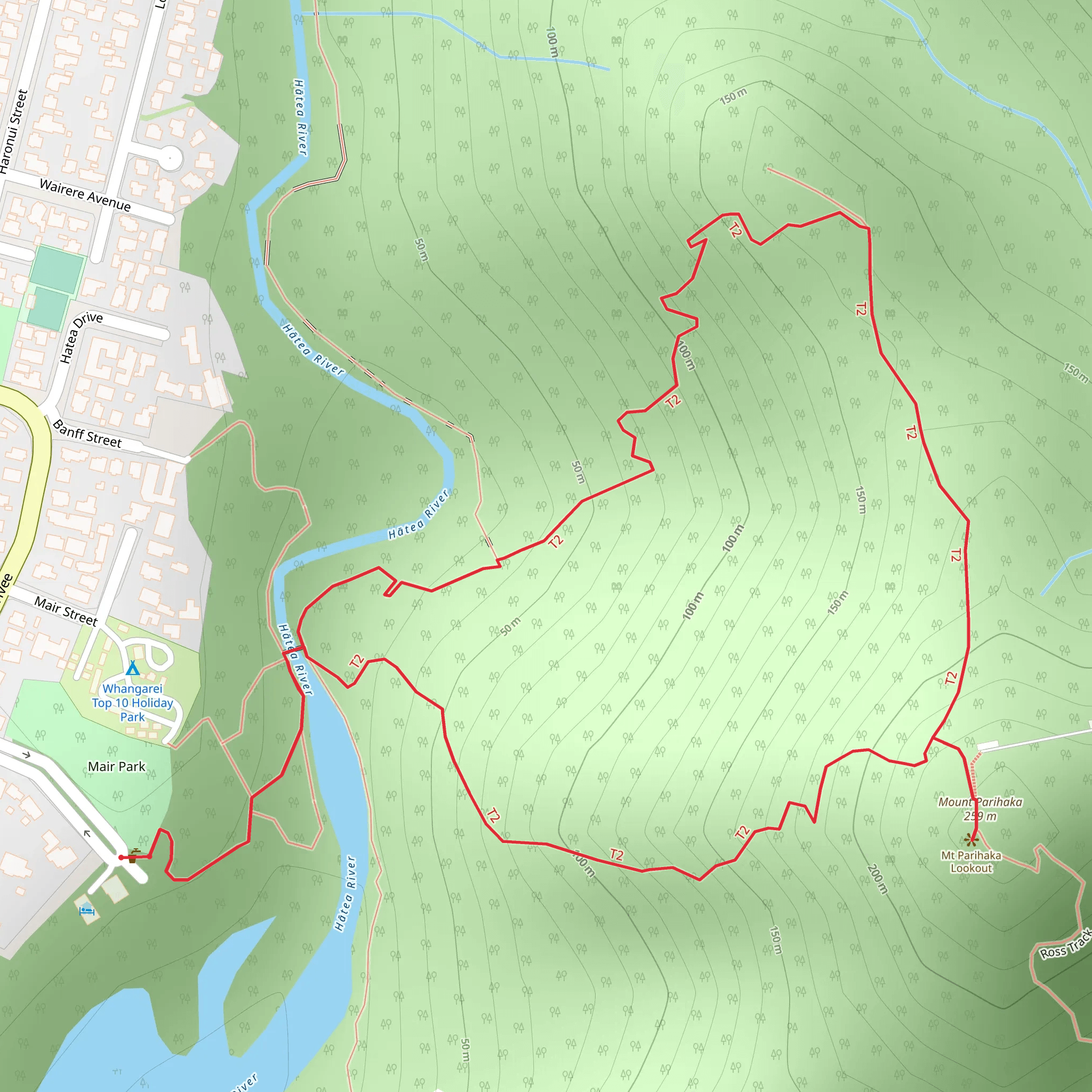 Mount Parihaka via Hokianga Track mobile static map