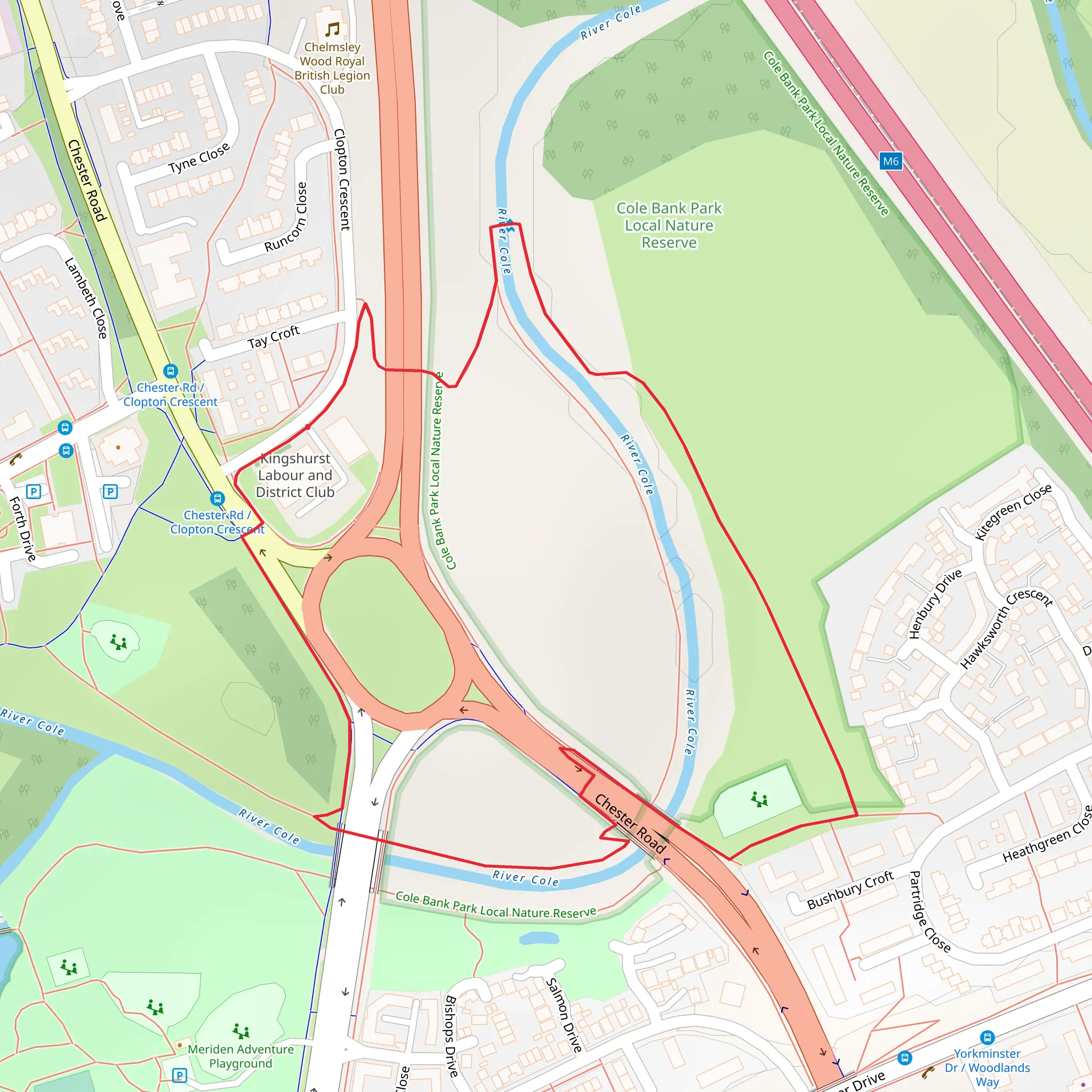 Cole Bank Park Local Nature Reserve Loop mobile static map