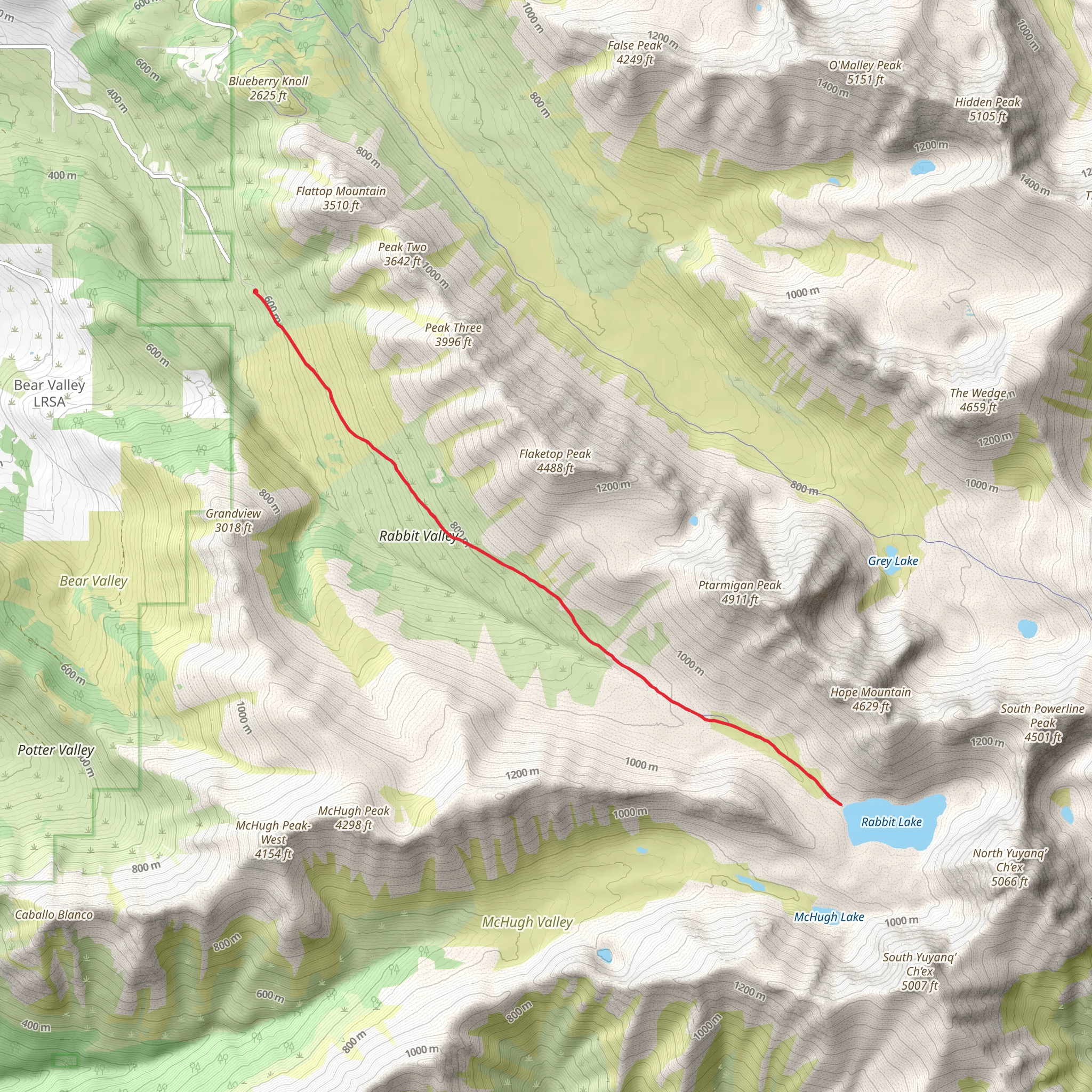 Rabbit Lake Trail mobile static map