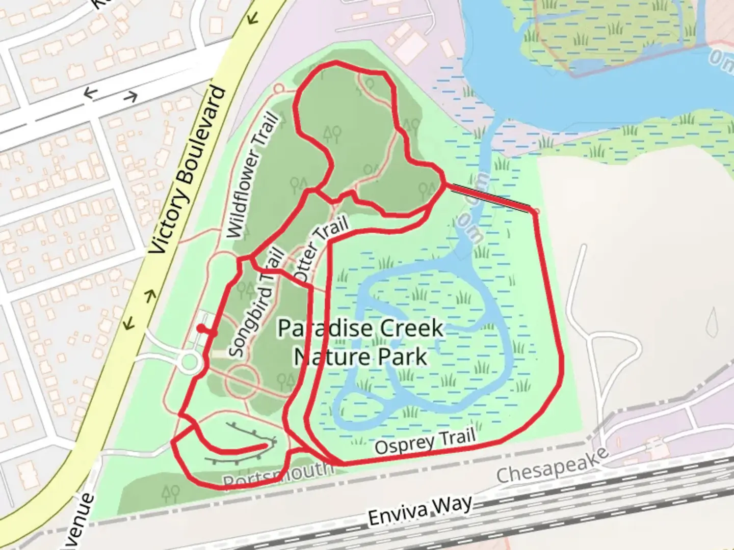 An image depicting the trail Blue Heron, Osprey and Fox Loop Trail and its surrounding area.