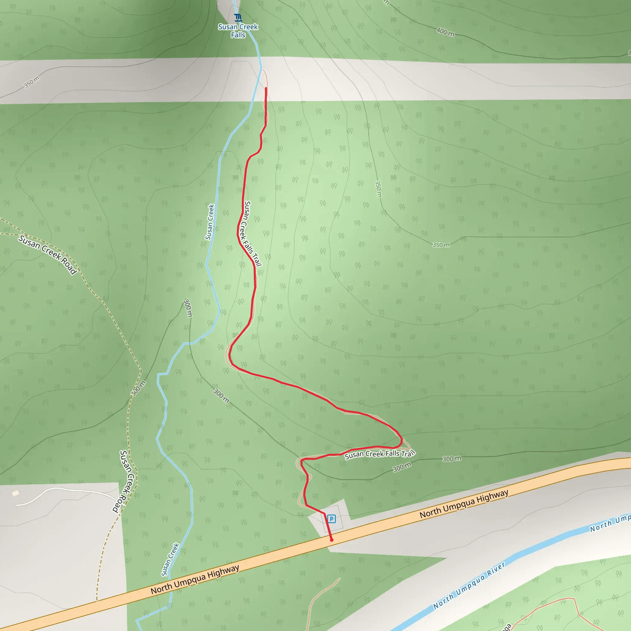 Susan Creek Falls Trail mobile static map
