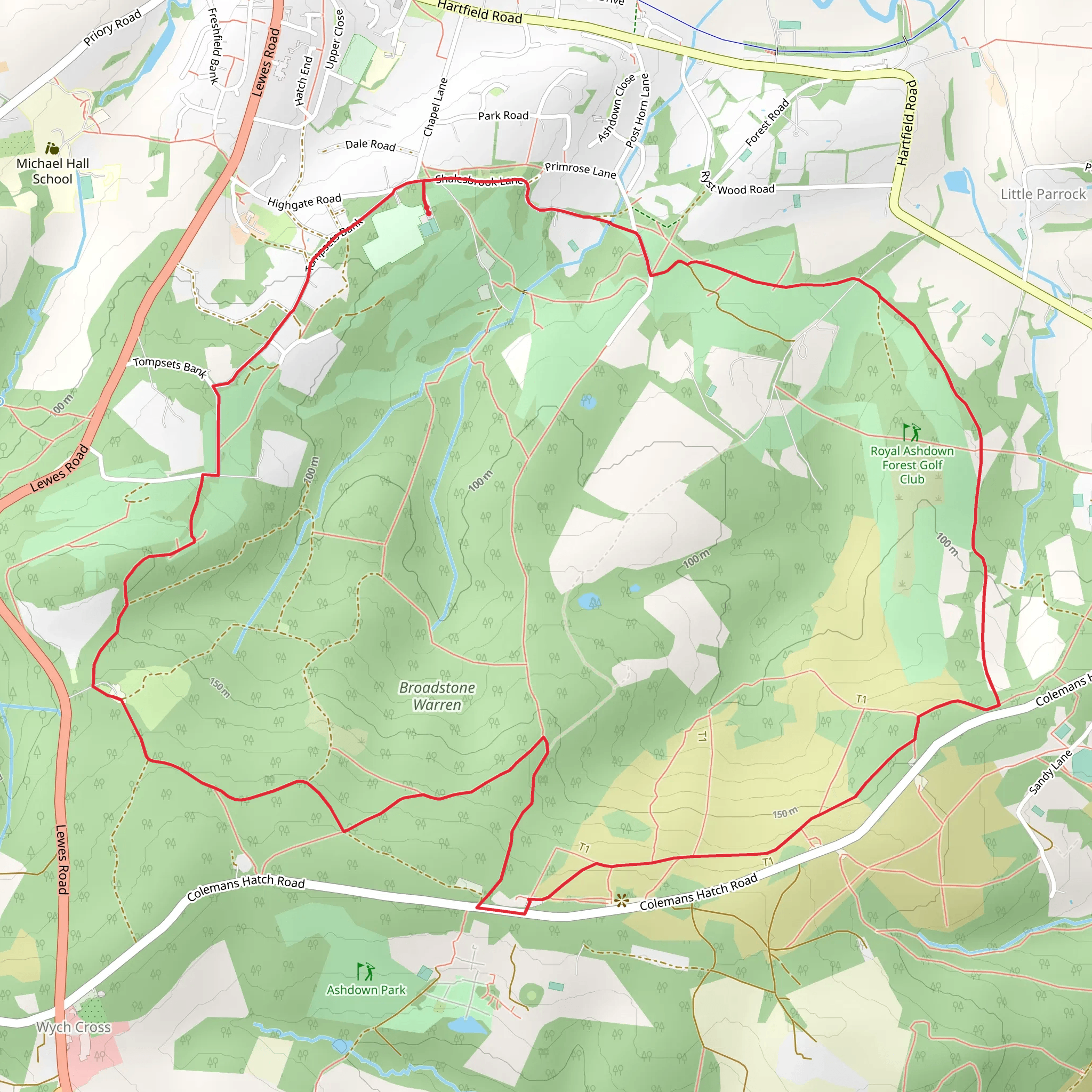 Scout Adventures Broadstone Warren and Royal Ashdown Forest Golf Club Loop mobile static map