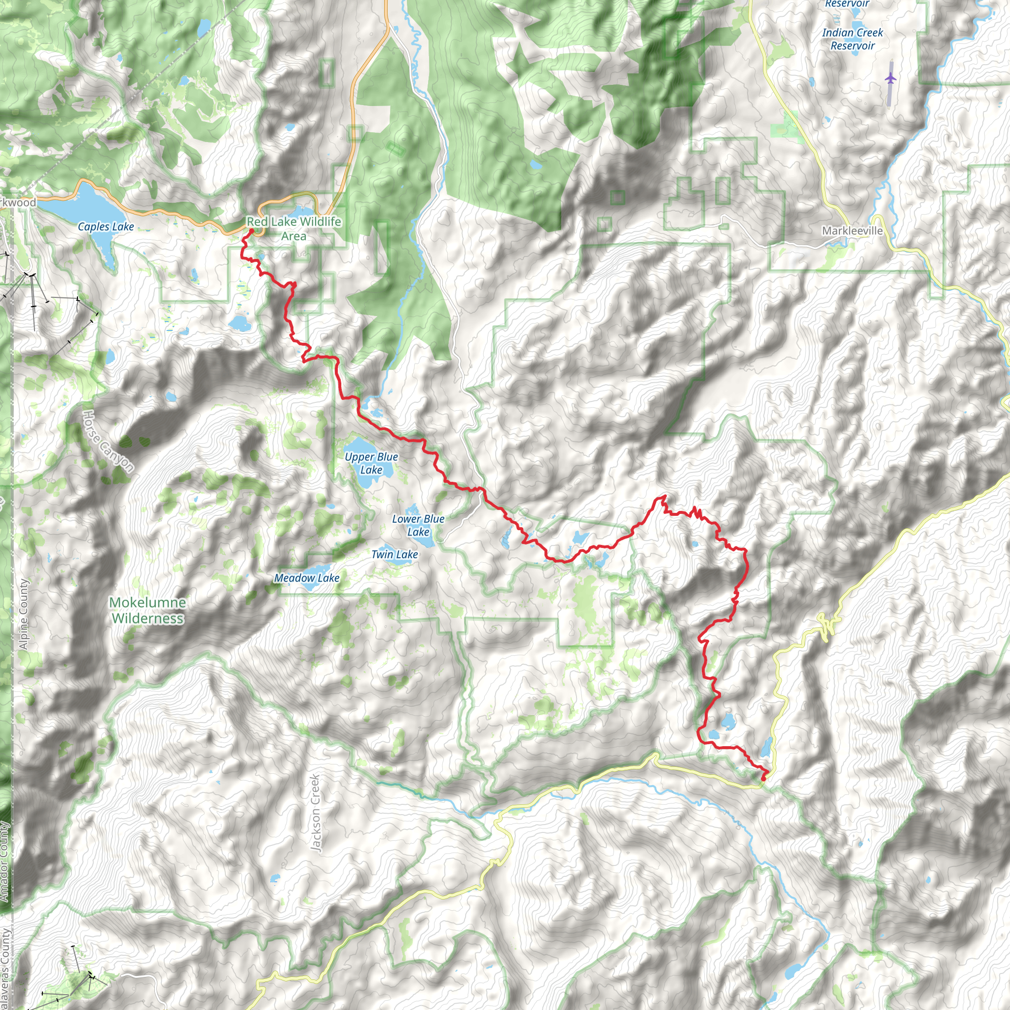 Pacific Crest Trail from Ebbetts Pass mobile static map