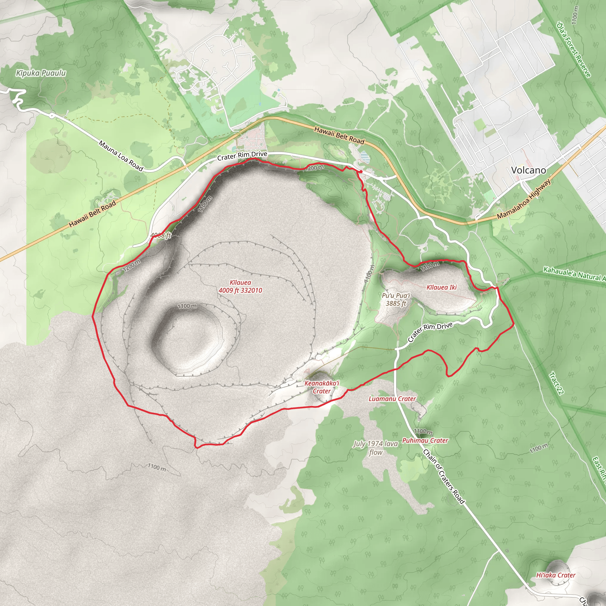 Crater Rim Trail mobile static map