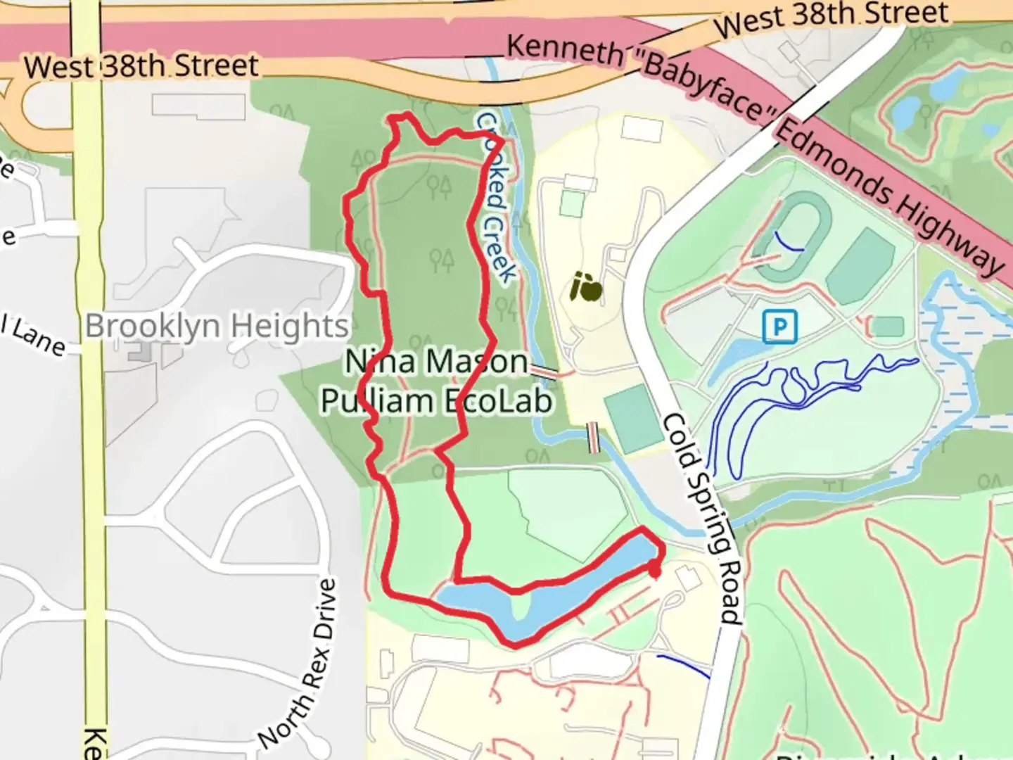 An image depicting the trail Crooked Creek Loop and its surrounding area.