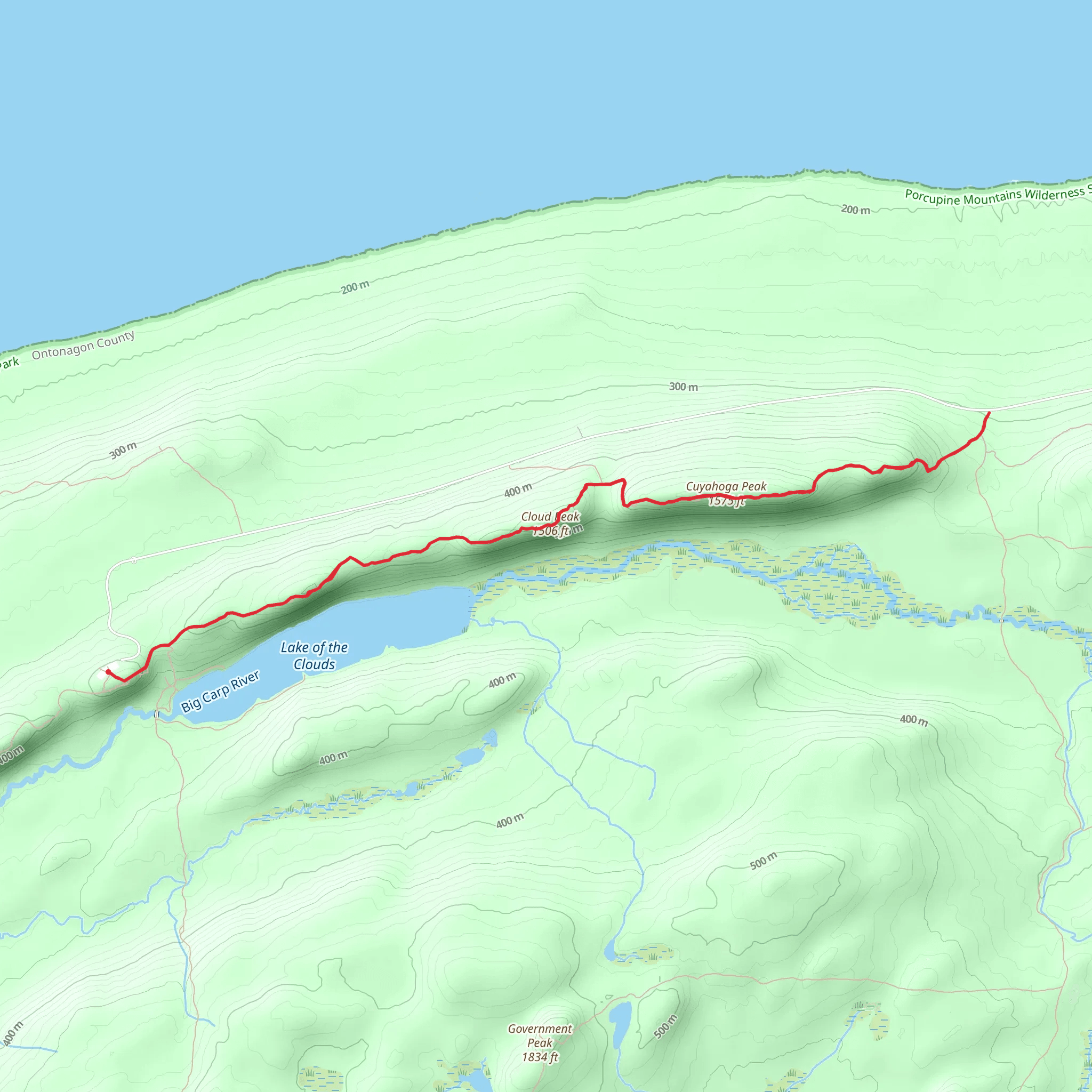 Cuyahoga Peak, Cloud Peak via Escarpment Trail mobile static map