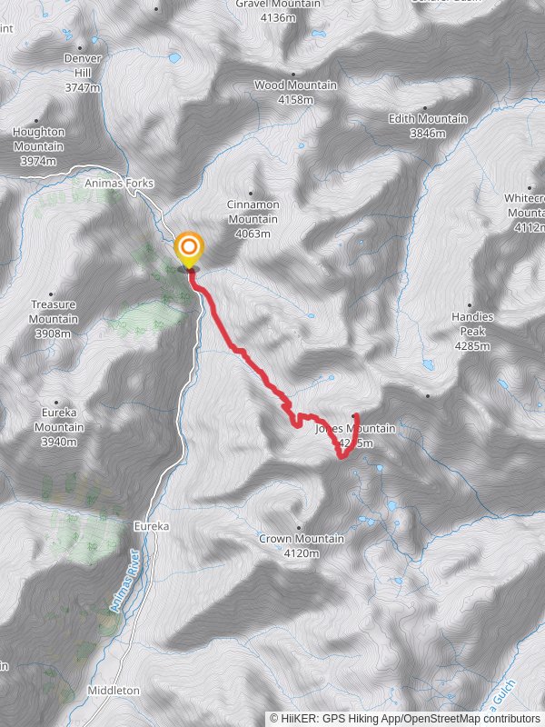 Jones Mountain via Burns Gulch Road mobile static map