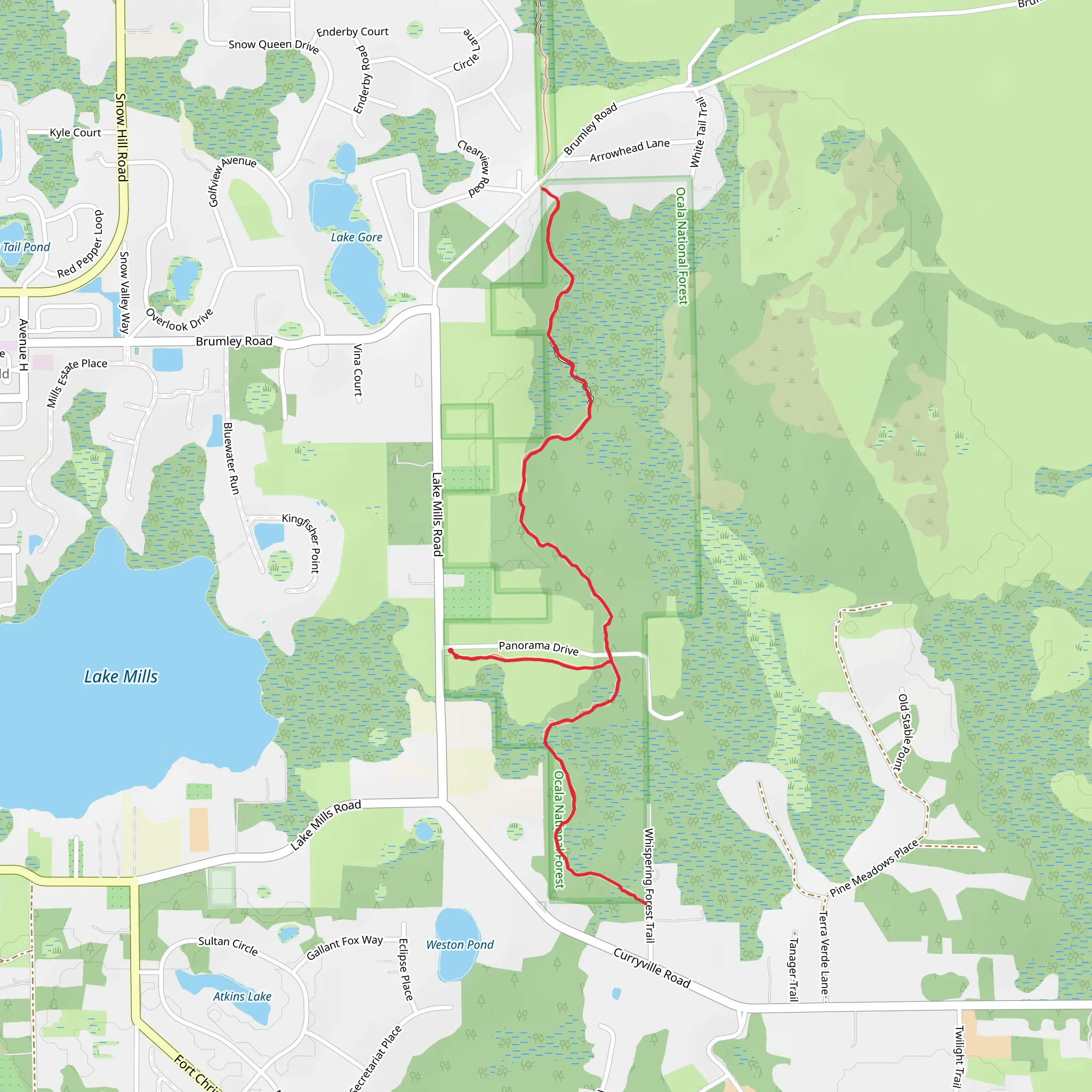 Panorama trail and Florida Trail mobile static map
